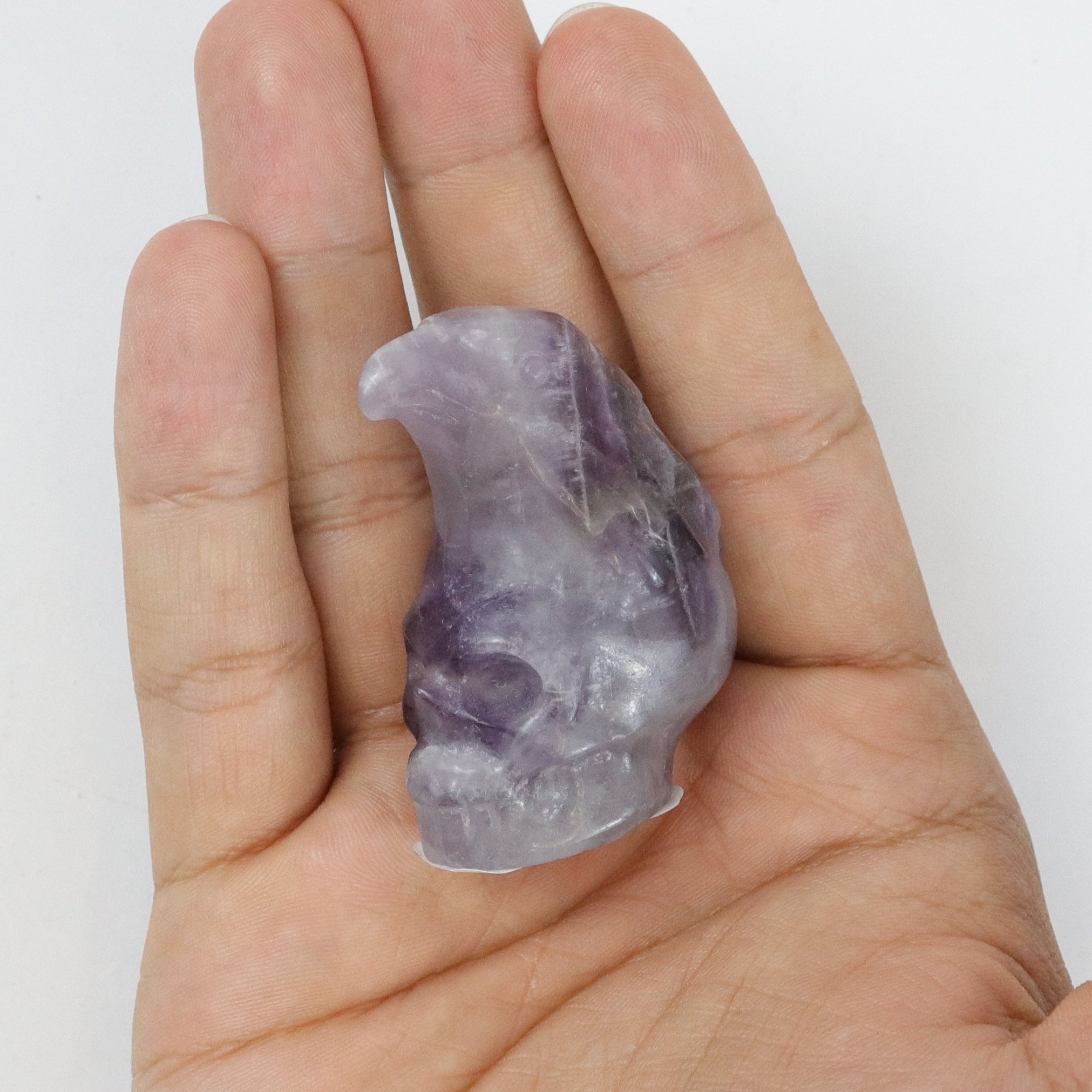 2 Inch Amethyst Raven On Skull K14
