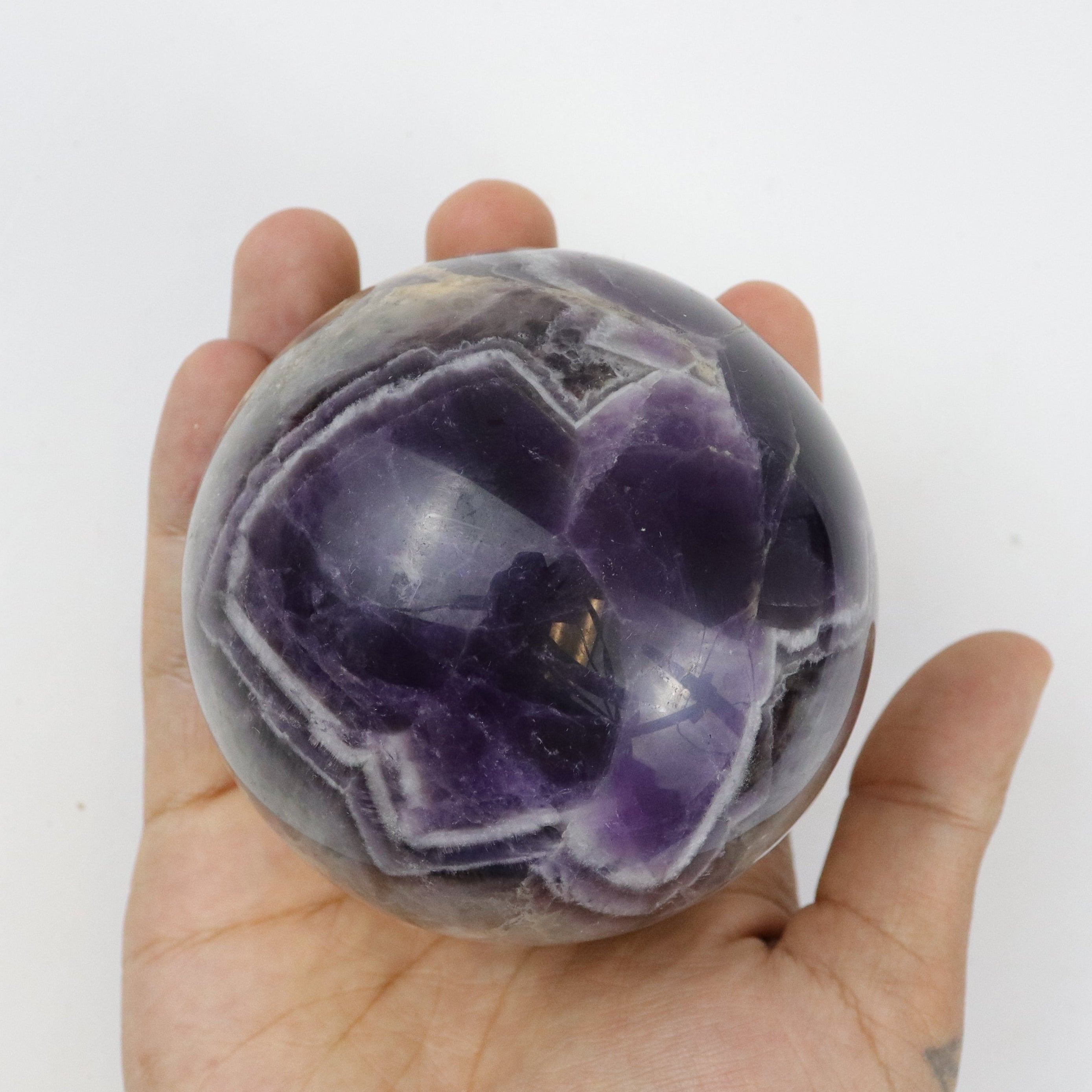 3 Inch Chevron Amethyst Sphere W46