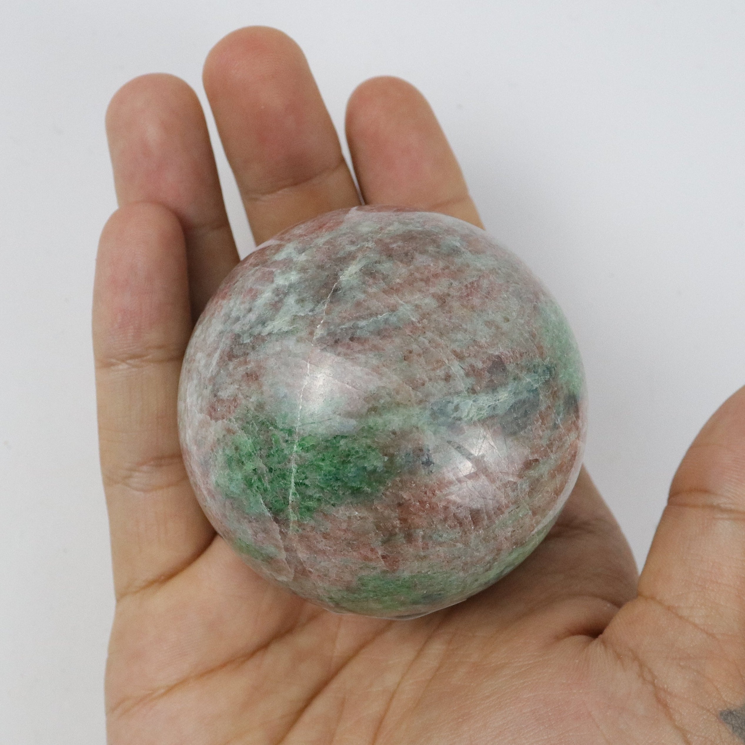 2.5 Inch Fuchsite & Strawberry Quartz Sphere B38