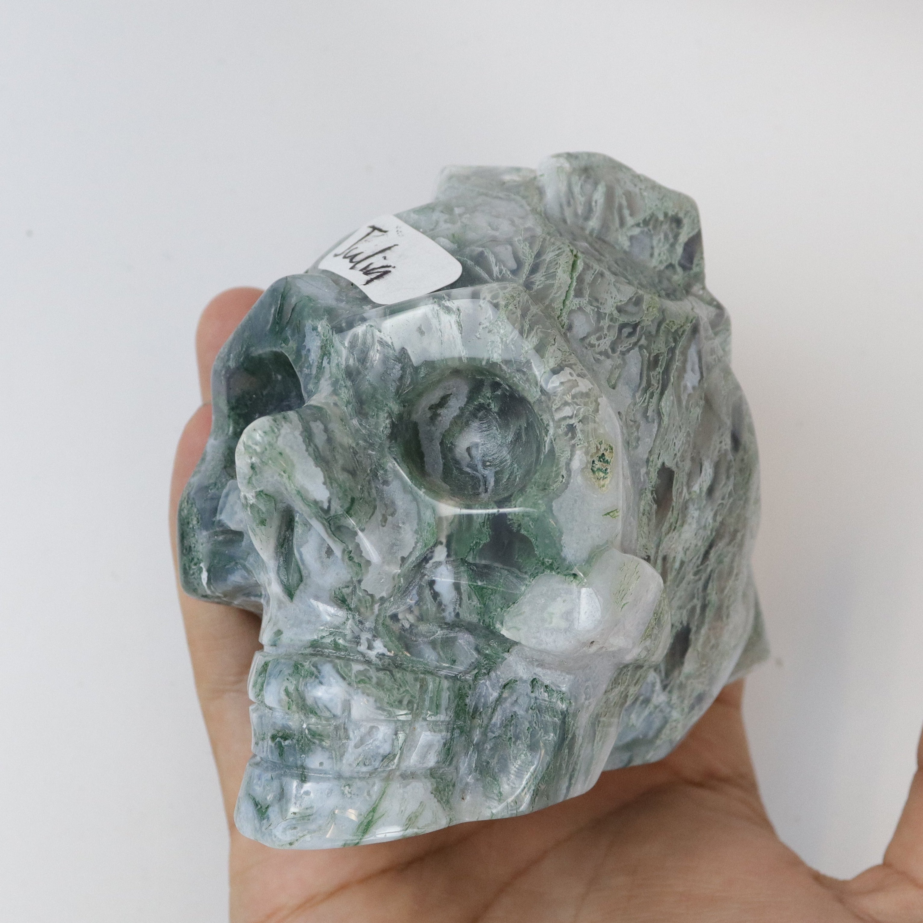 4 Inch Moss Agate Skull J48