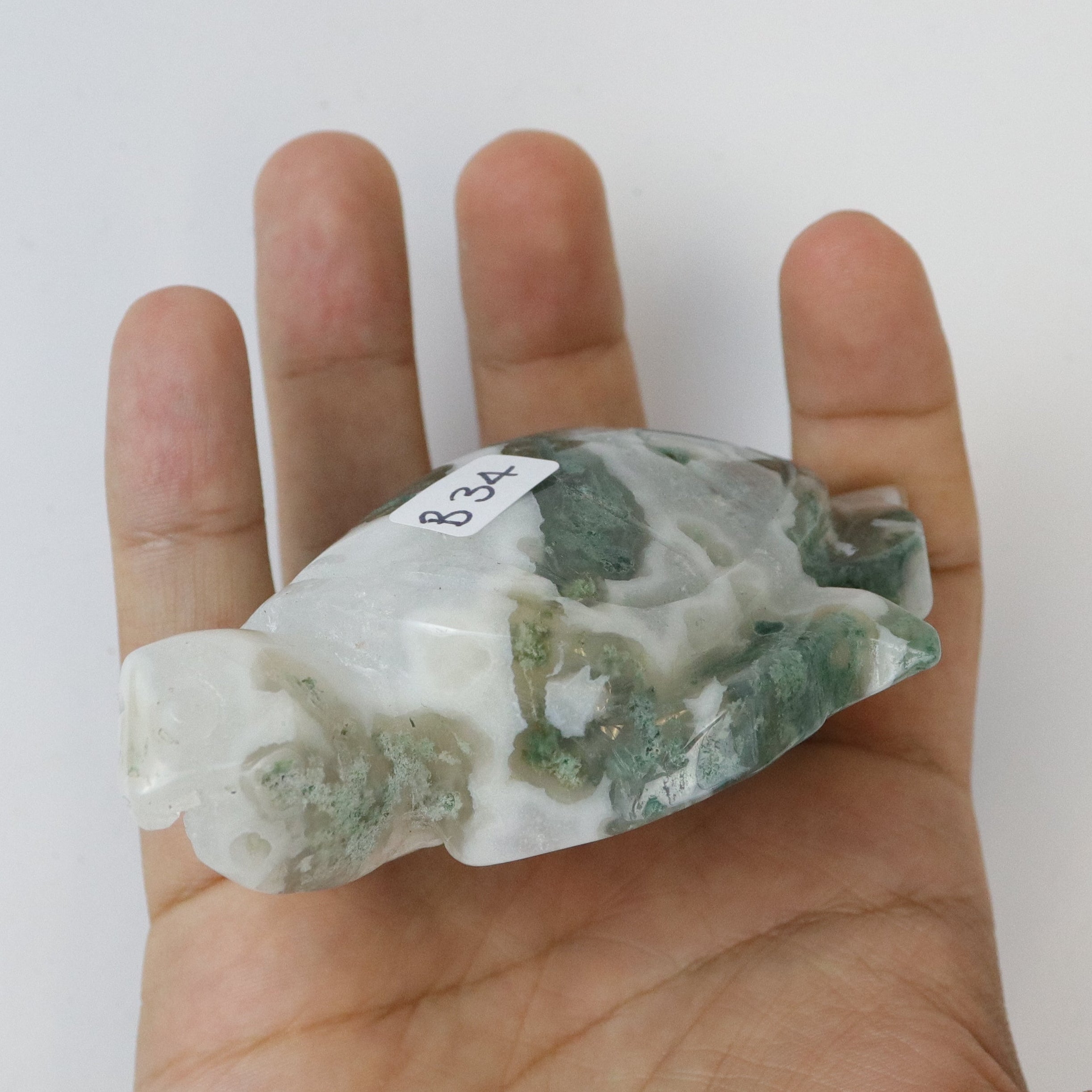4.25 Inch Moss Agate Turtle B34