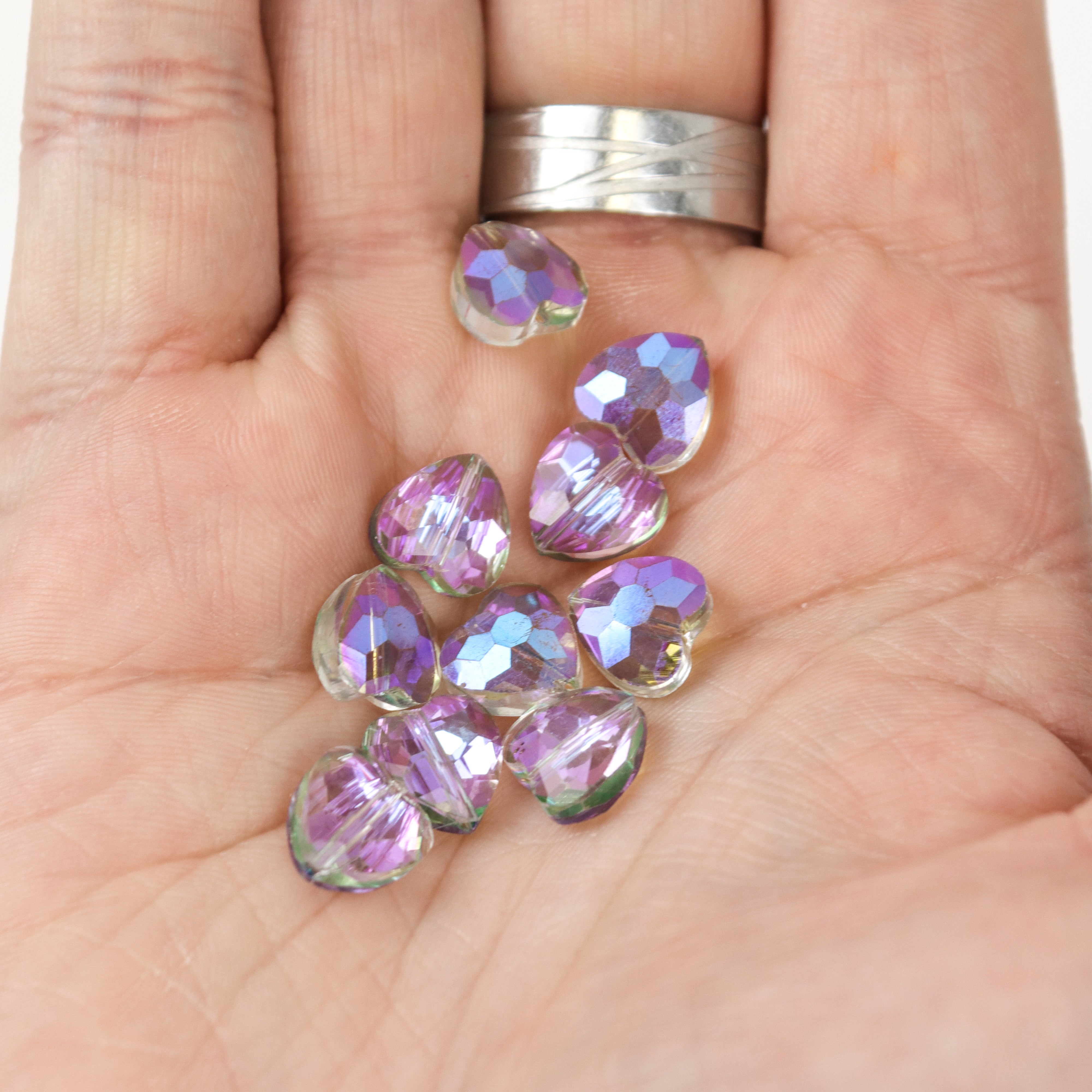 10mm Faceted Crystal Heart Bead Pack (10 Beads) $2.50