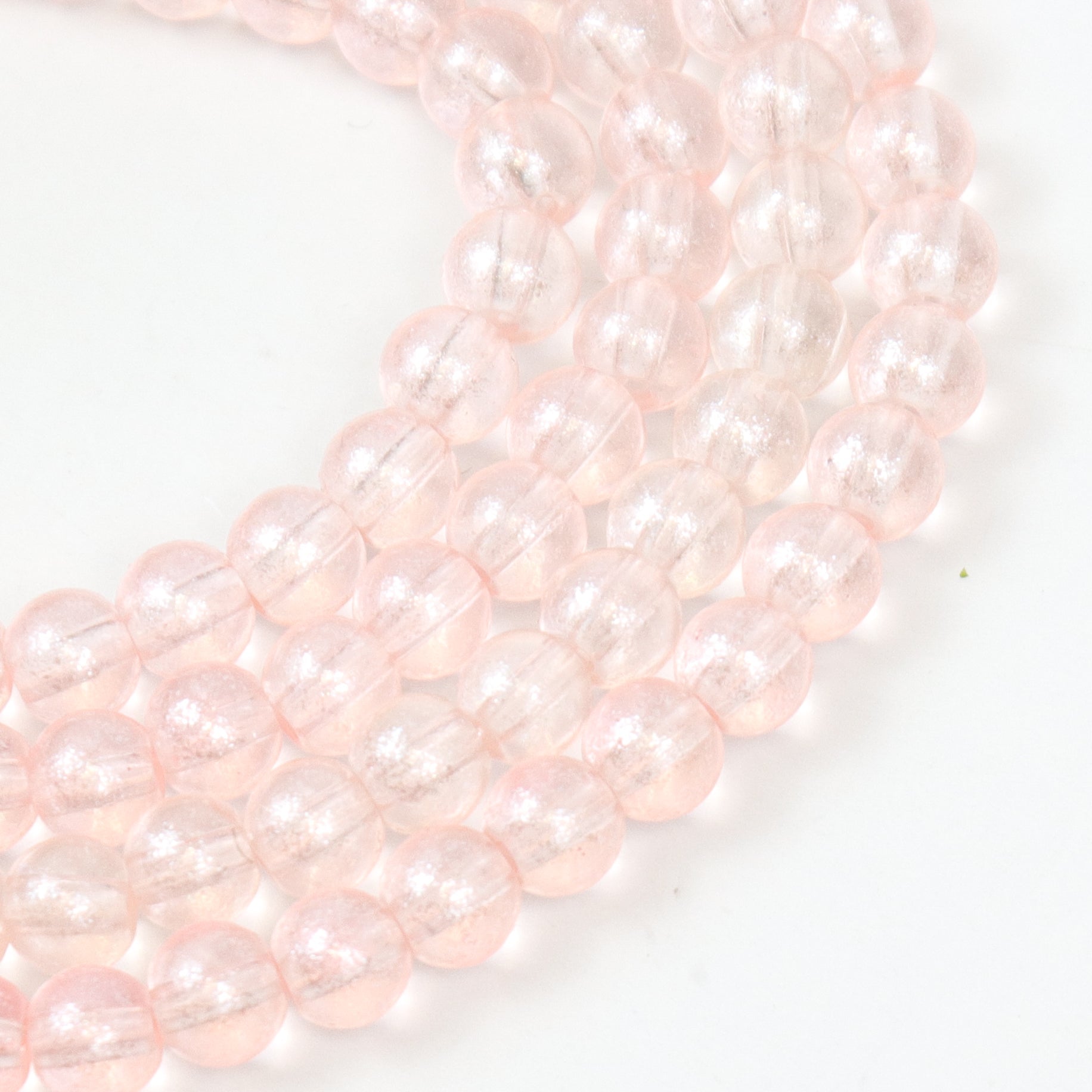 6mm Pink Glass Bead Strand 31" Loop $3.75