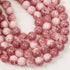 10mm Pink Speckled Painted Glass Bead Strand 30" Loop $5.00