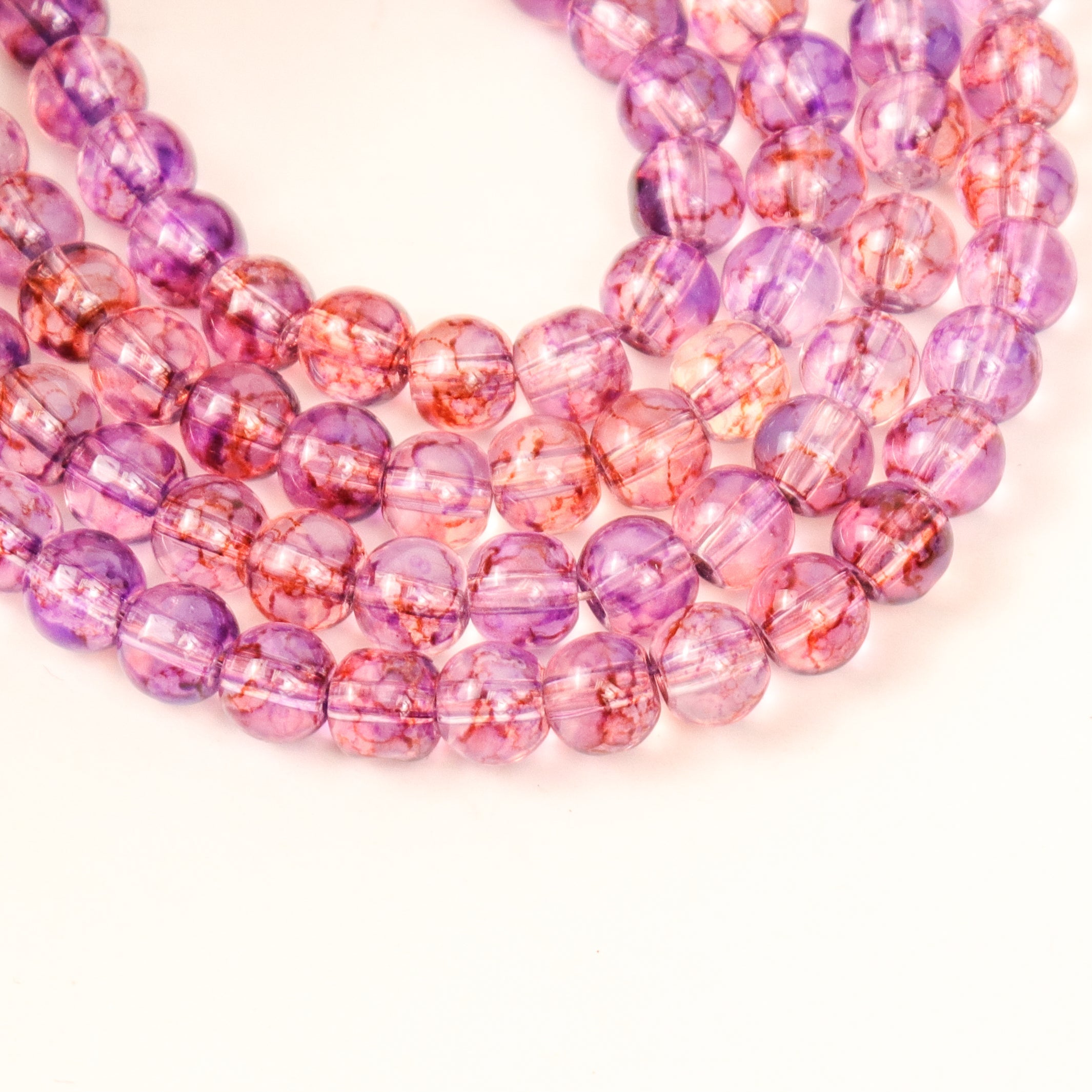 6mm Purple/Red Glass Bead Strand 31" Loop $3.75