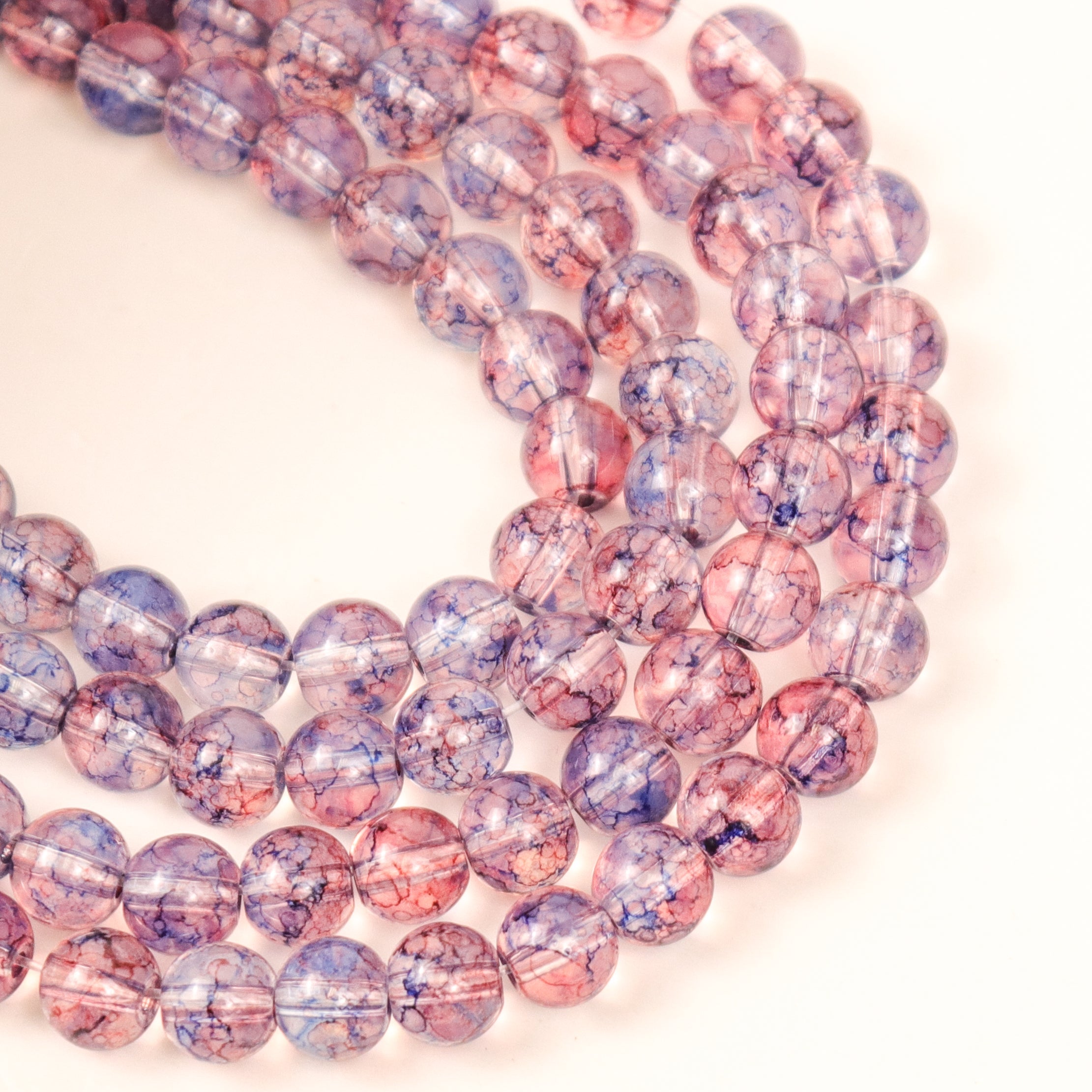 6mm Red/Blue Glass Bead Strand 31" Loop $3.75