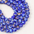8mm Gold Mosaic Painted Blue/Gold Glass Bead Strand