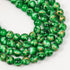 8mm Gold Mosaic Painted Green/Gold Glass Bead Strand
