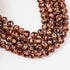 6mm Gold/Brown Mosaic Painted Glass Bead Strand 30" Loop $3.75