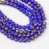6mm Gold/Blue Mosaic Painted Glass Bead Strand 30" Loop $3.75