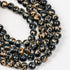 6mm Gold/Black Mosaic Painted Glass Bead Strand 30" Loop $3.75