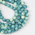8mm Dark Turquoise Watercolour Painted Glass Bead Strand 30" Loop $4.00