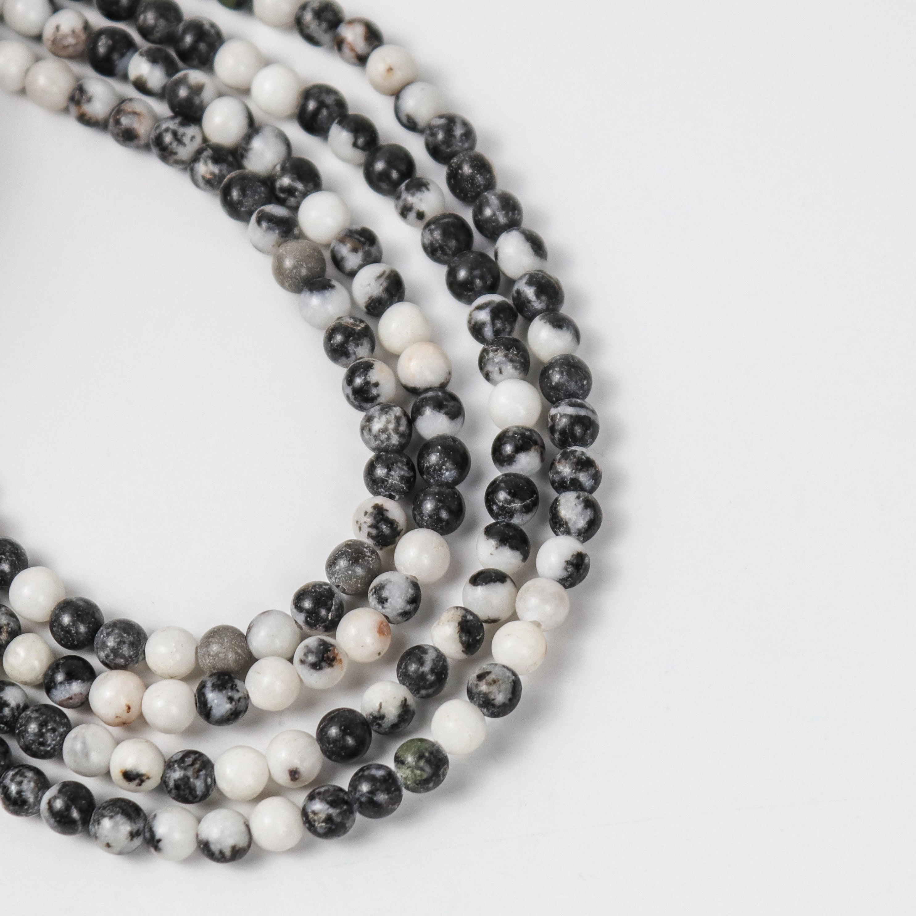 4mm Black and White Zebra Jasper Bead Strand