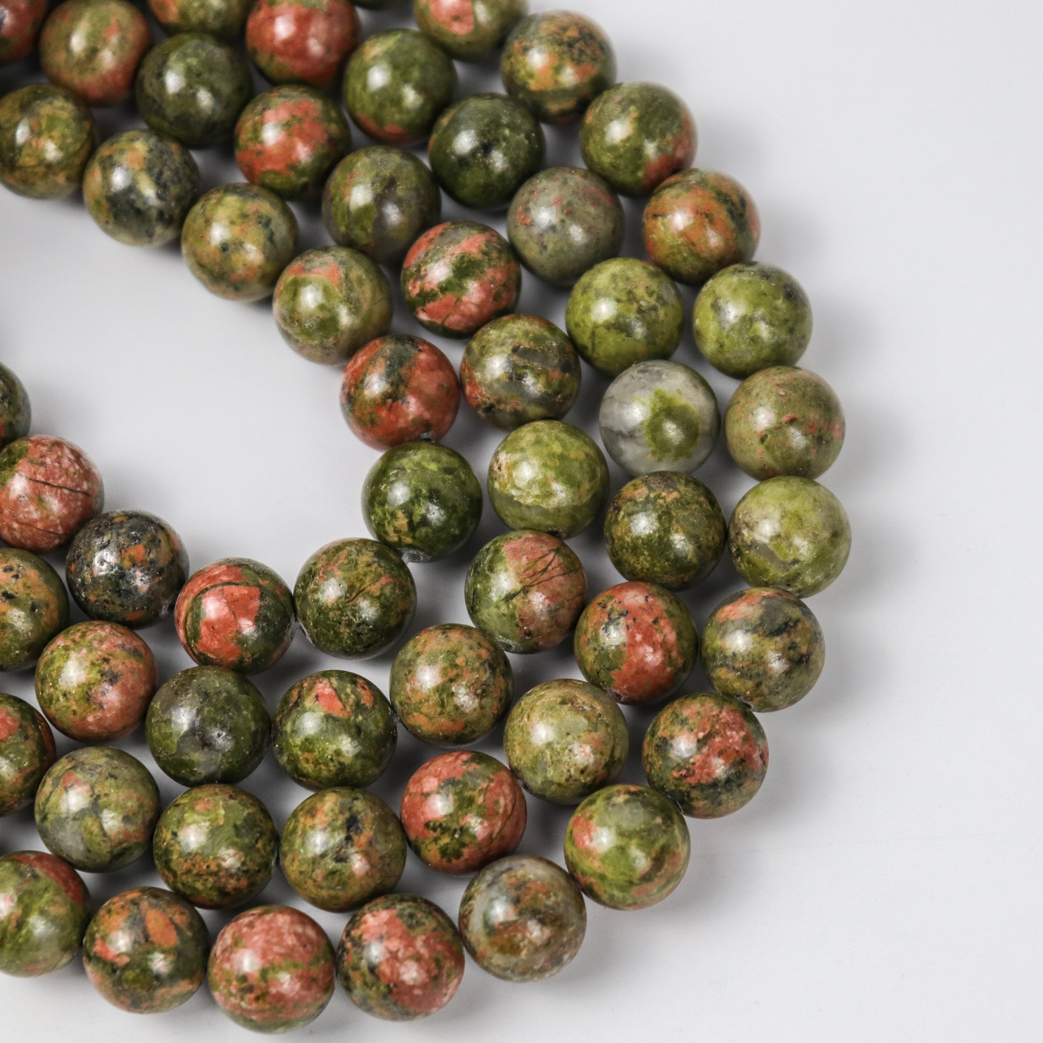 10mm Unakite Bead Strand