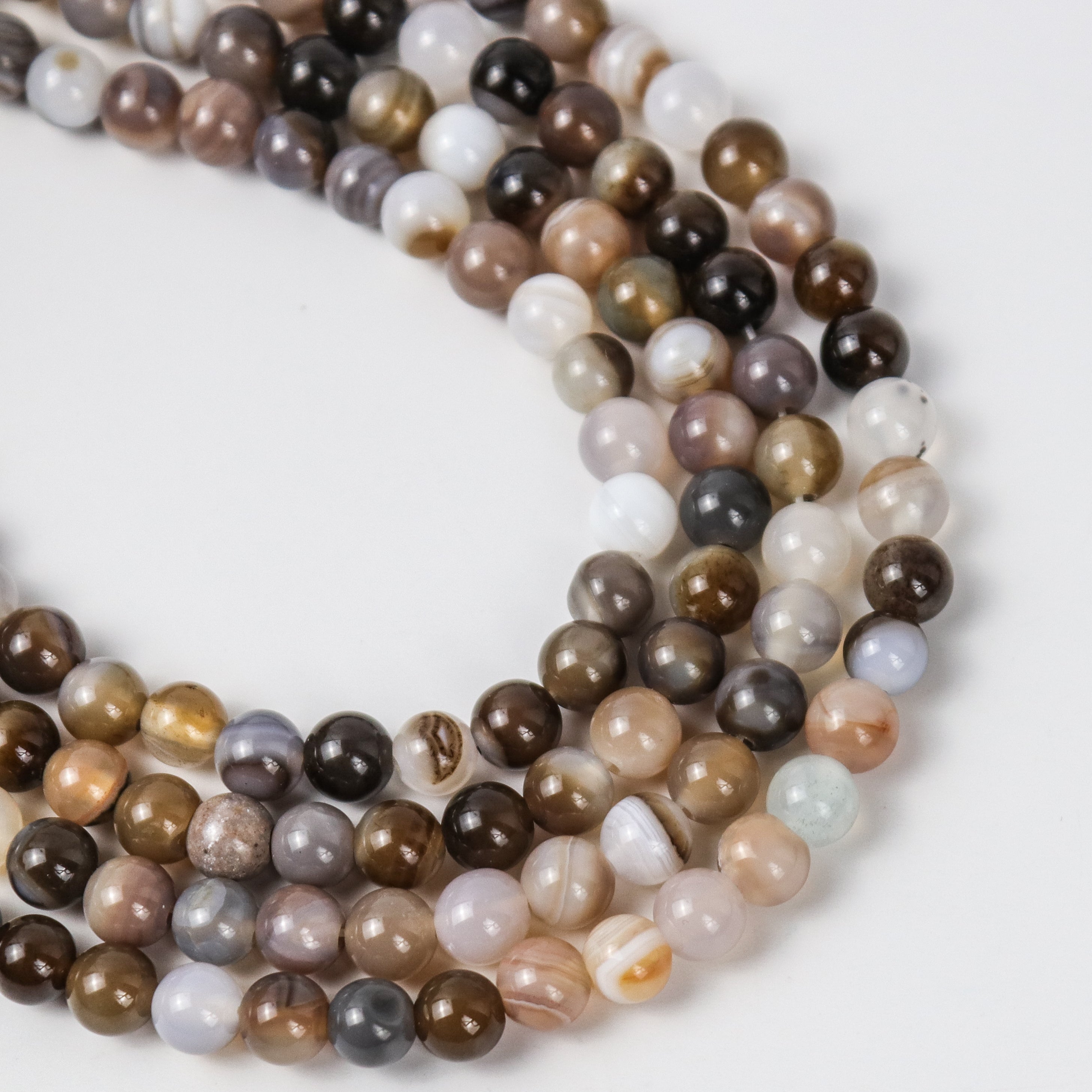 6mm Grey Dyed Banded Agate Bead Strand $7.00