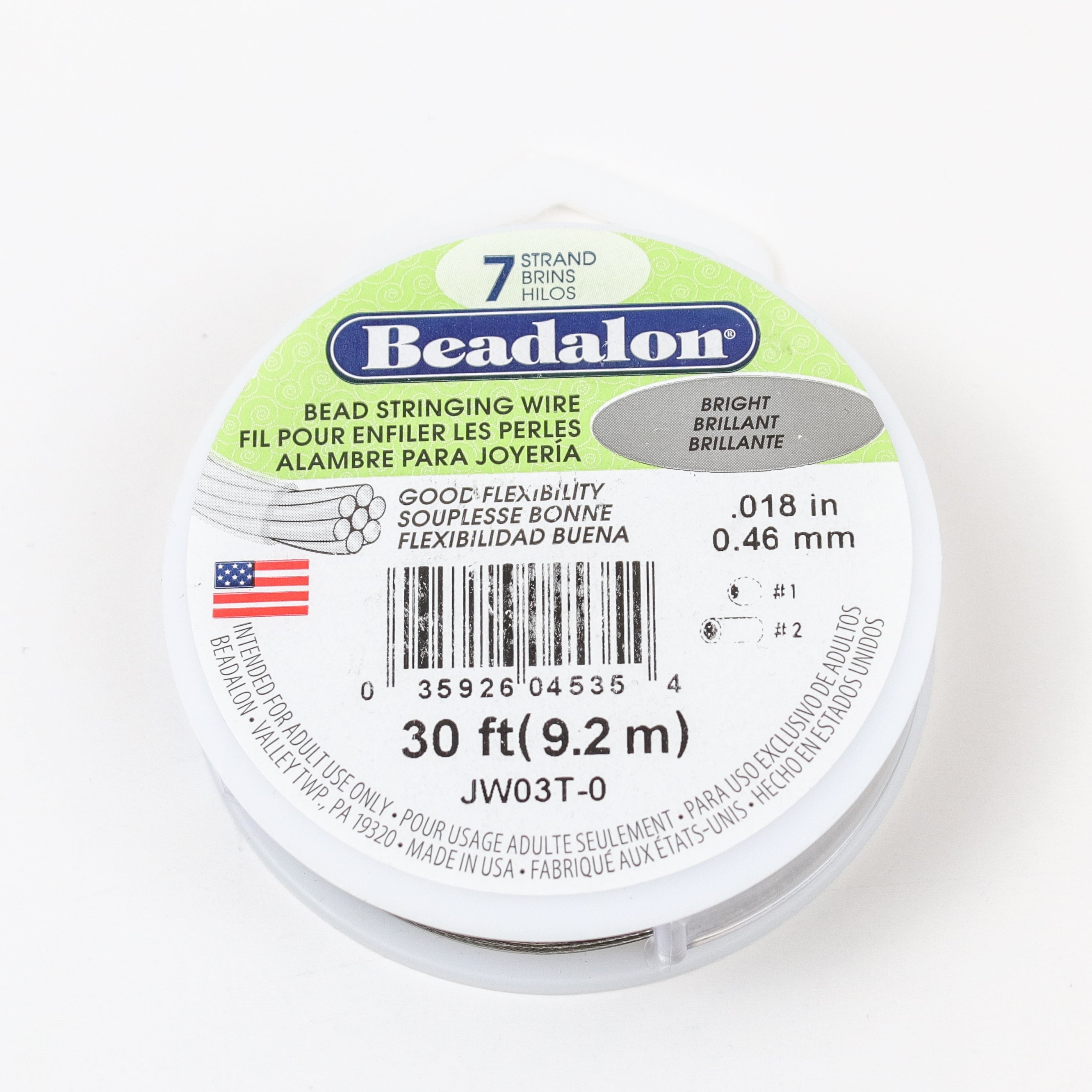 0.018-Inch, 7-Strand Bright Bead Stringing Wire 30 Feet $12