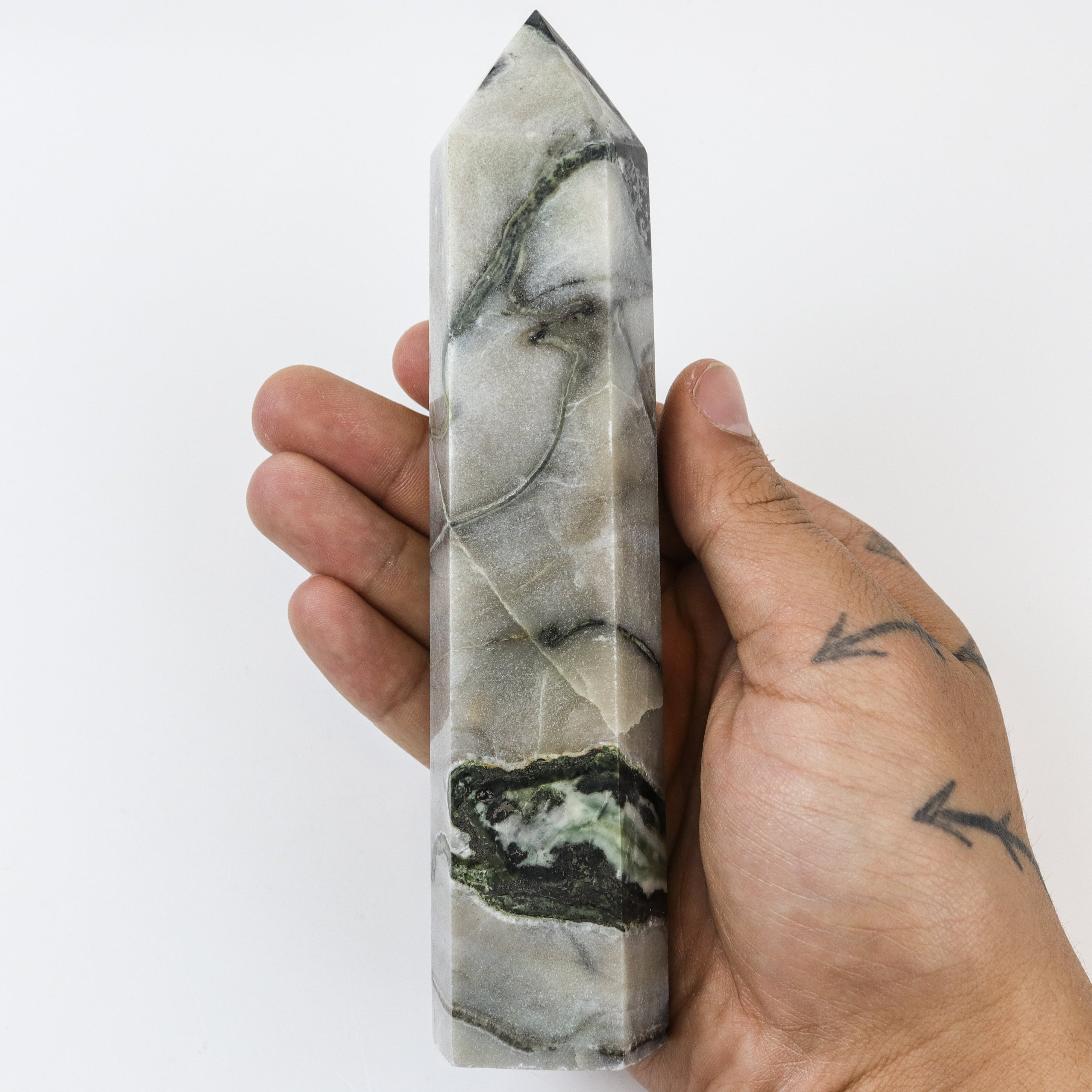 6.5 Inch Mixed Jade & Pyrite Tower $33