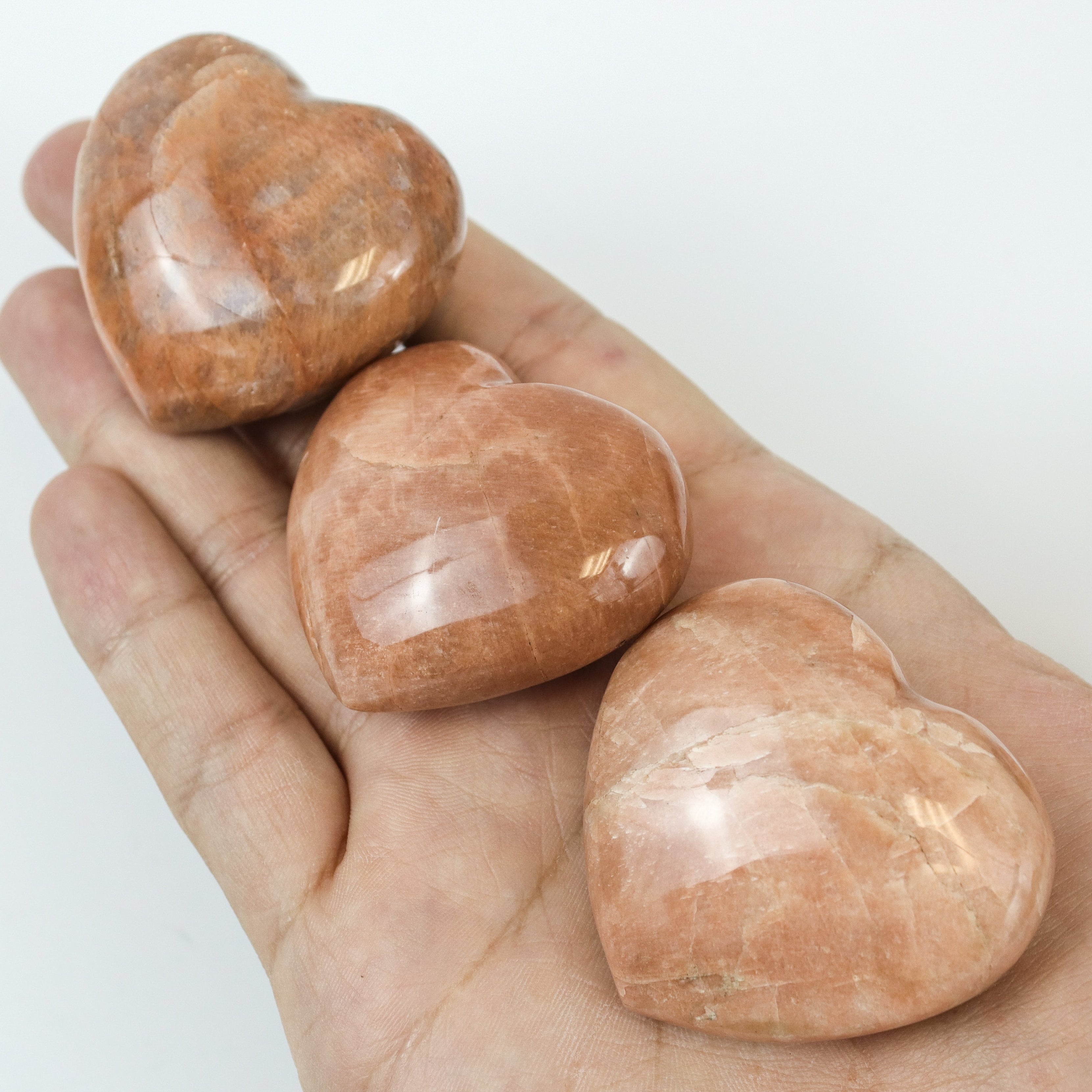 1.5-1.75 Inch Peach Moonstone Heart $6