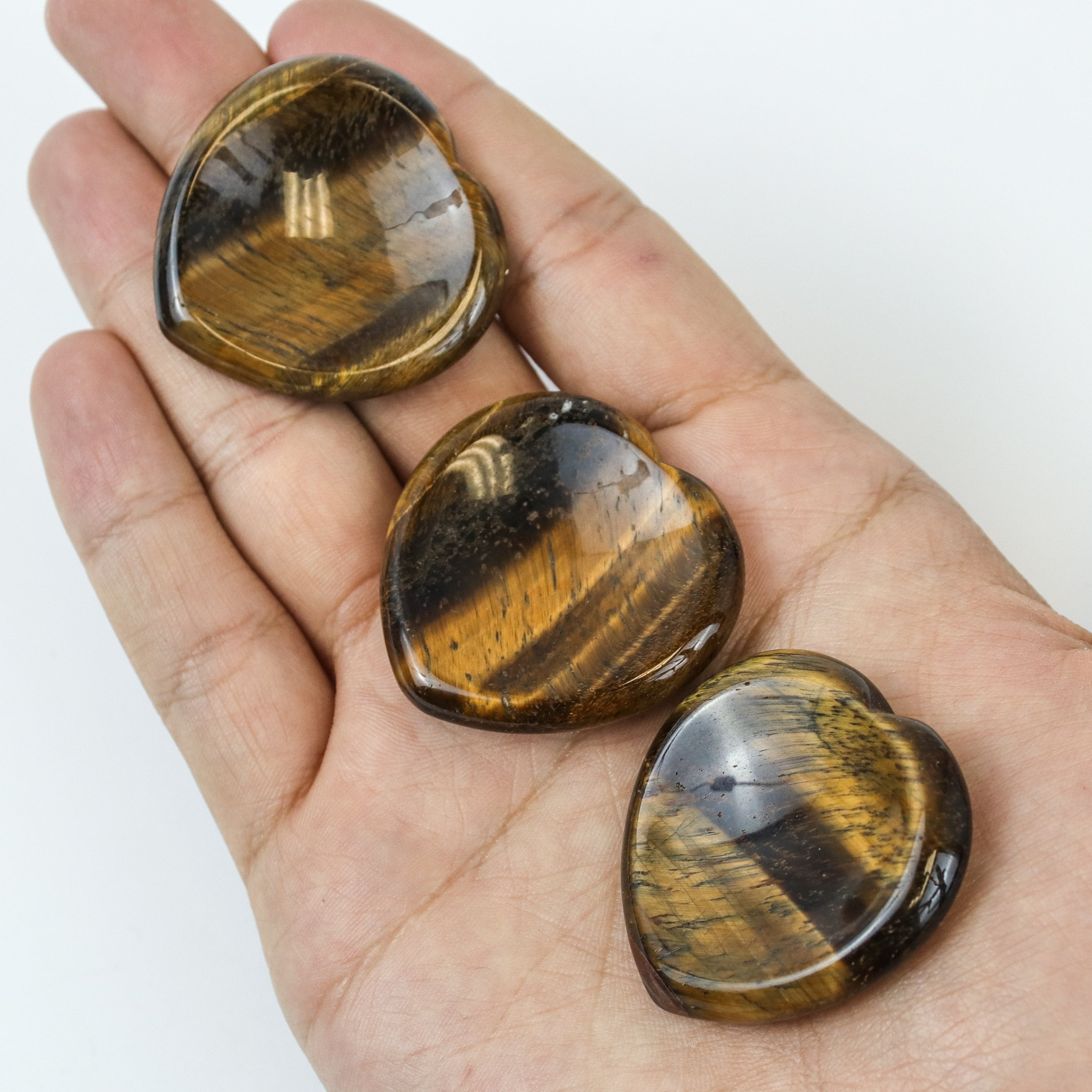 1 Inch Tigers Eye Heart Worry Stone $8
