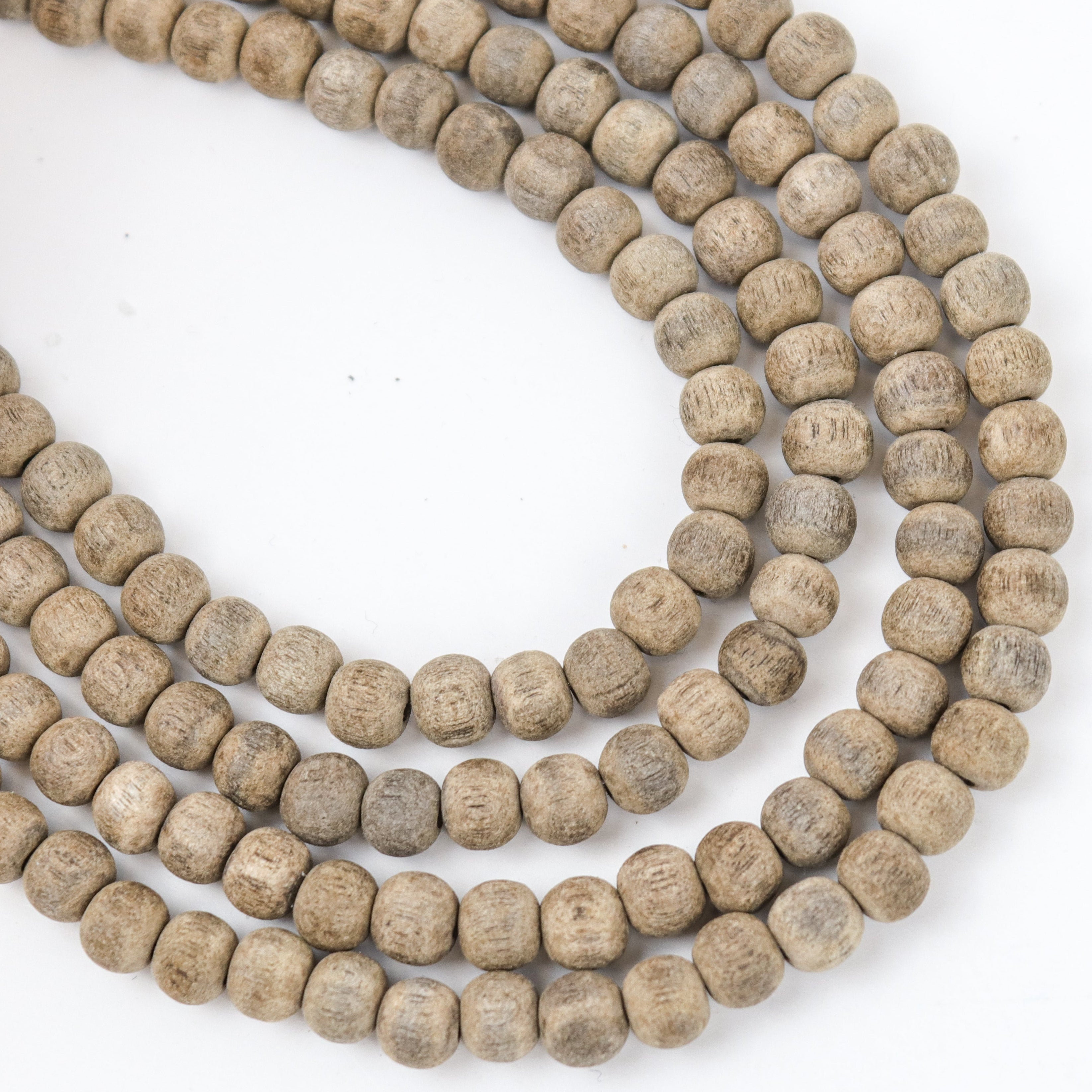6mm Frosted Grey Wood Bead Strand $7.5