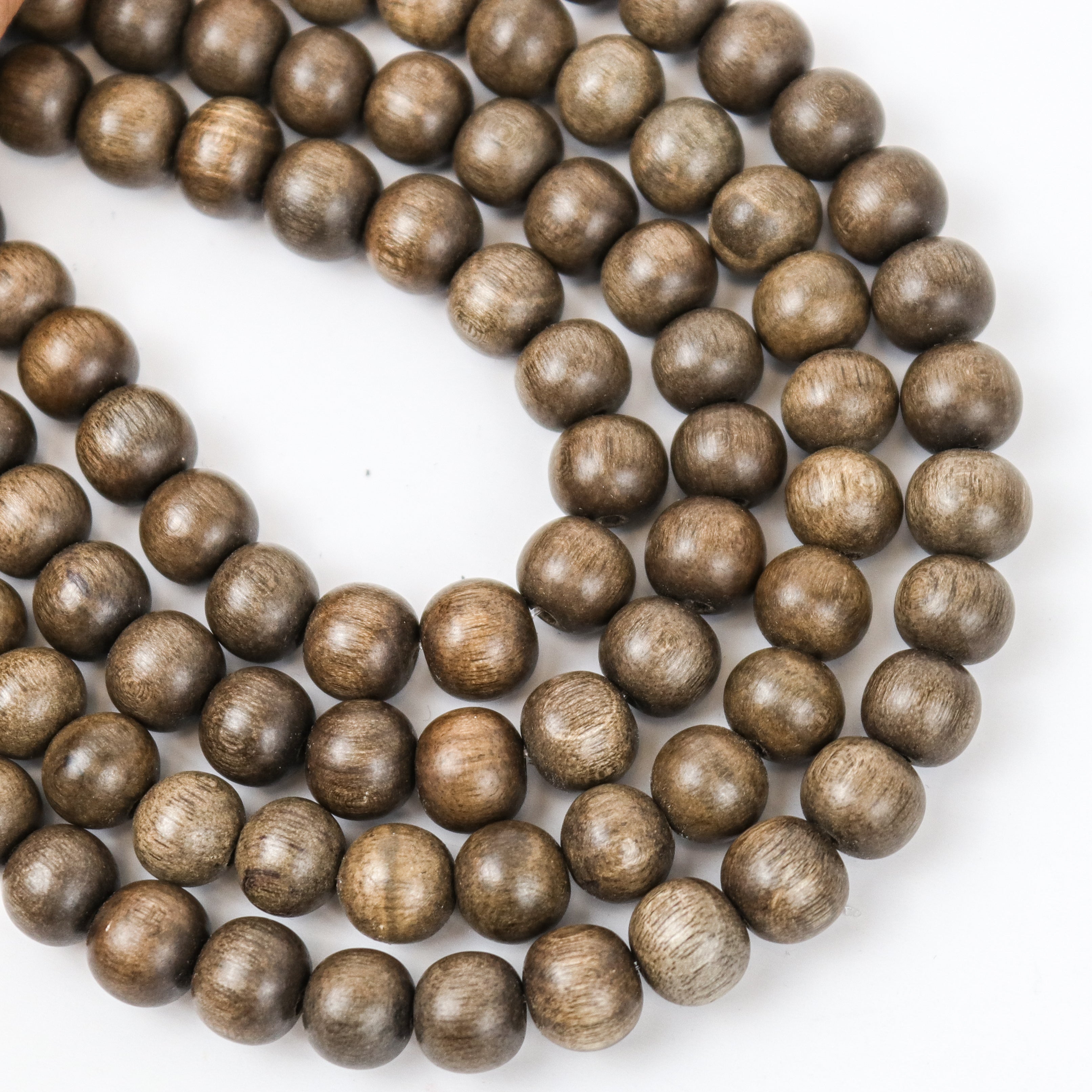 8mm Grey Wood Bead Strand $6.75