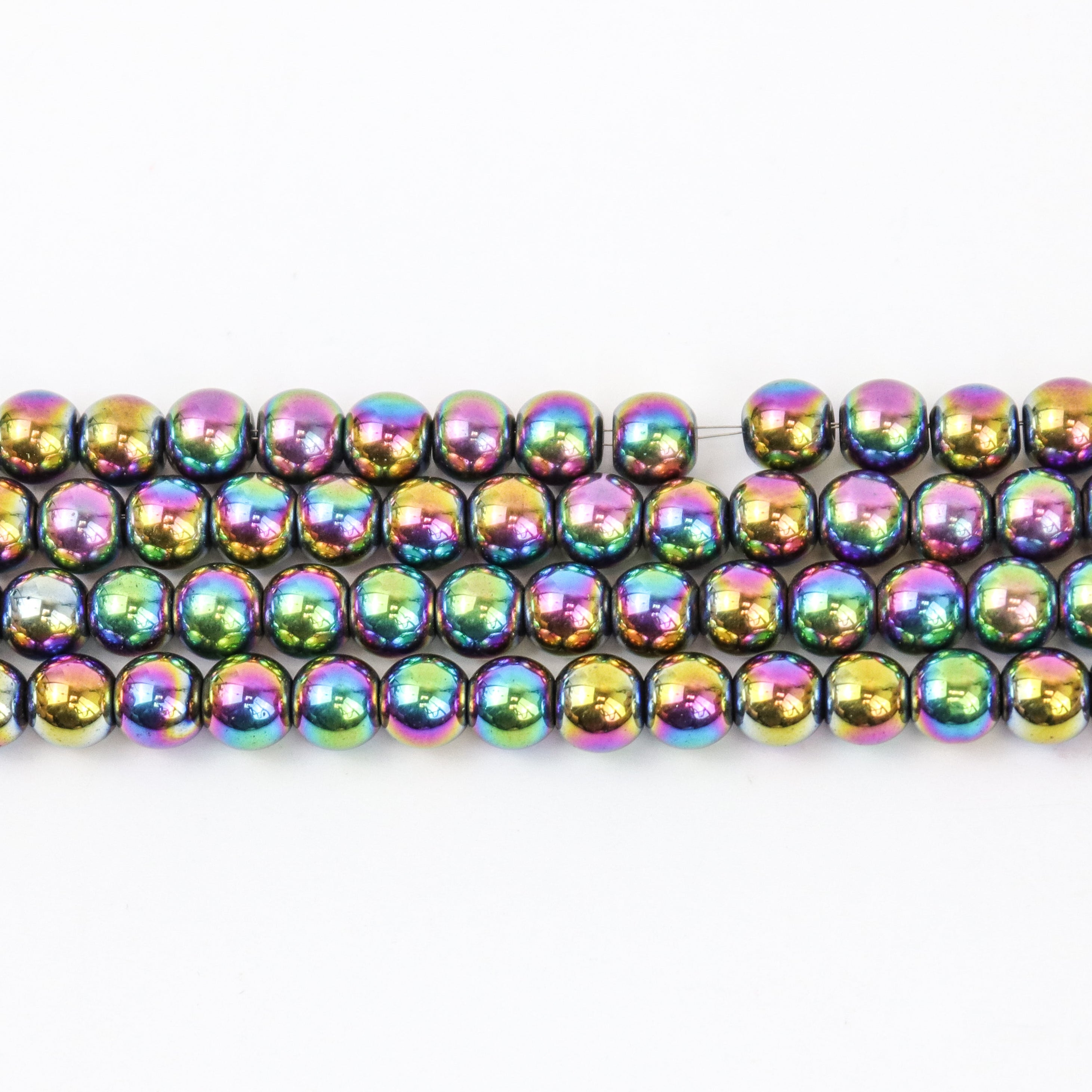 6mm Rainbow-Plated Hematite Bead Strand $4