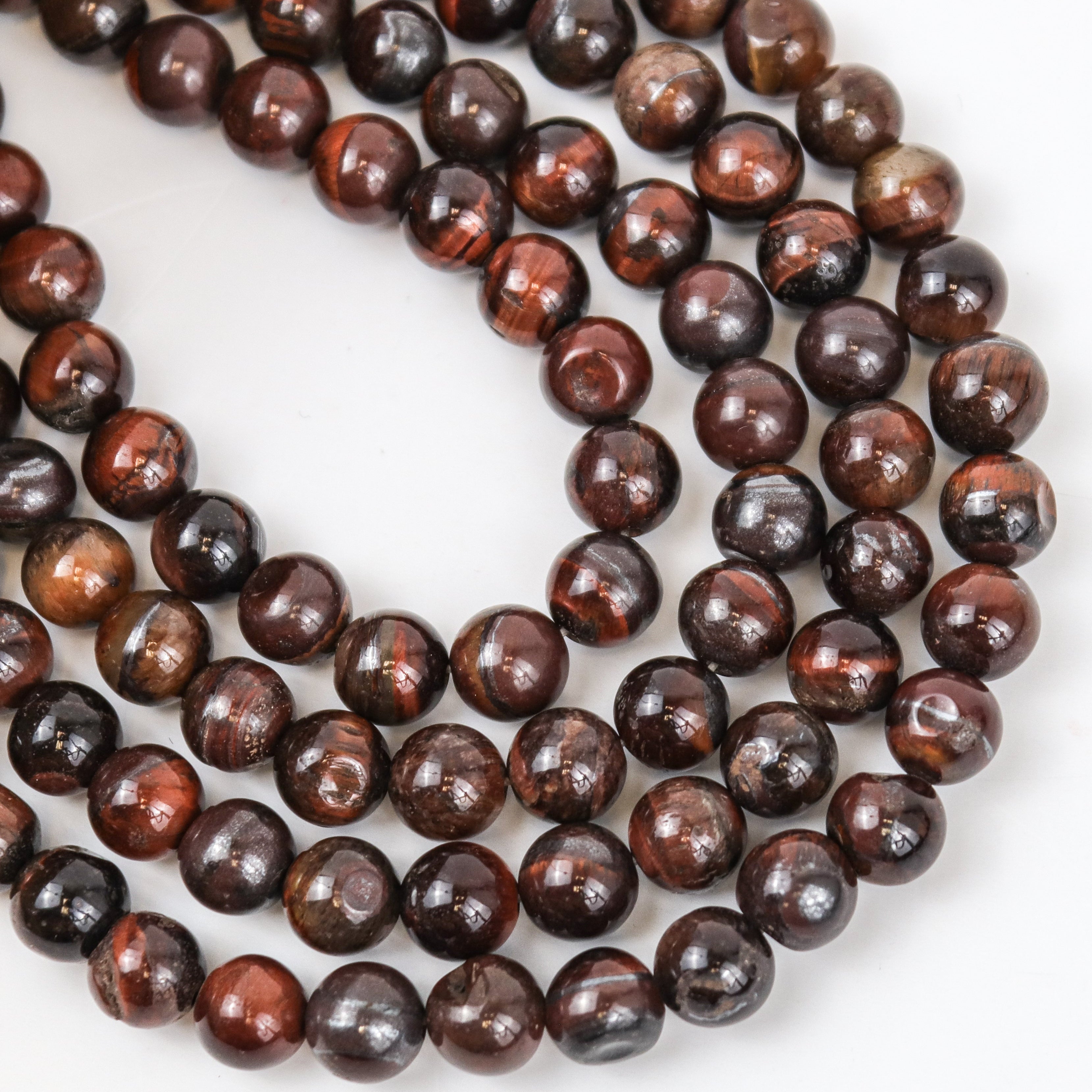 8mm Red Tiger's Eye Bead Strand $7.5