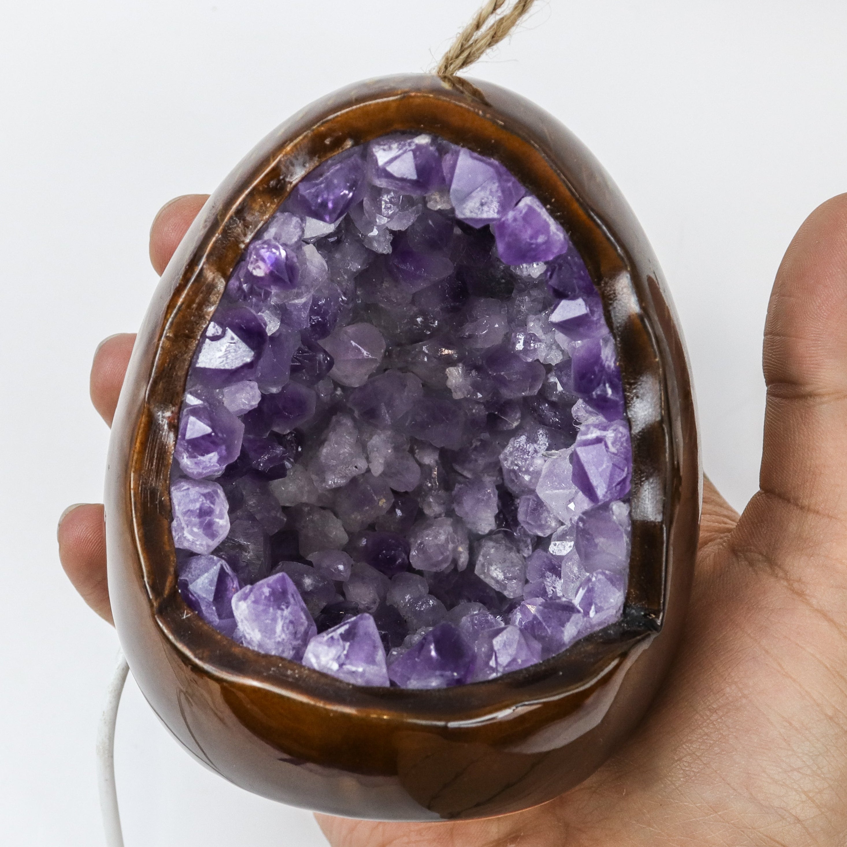 4 Inch Amethyst Druzy Light w Stand $30