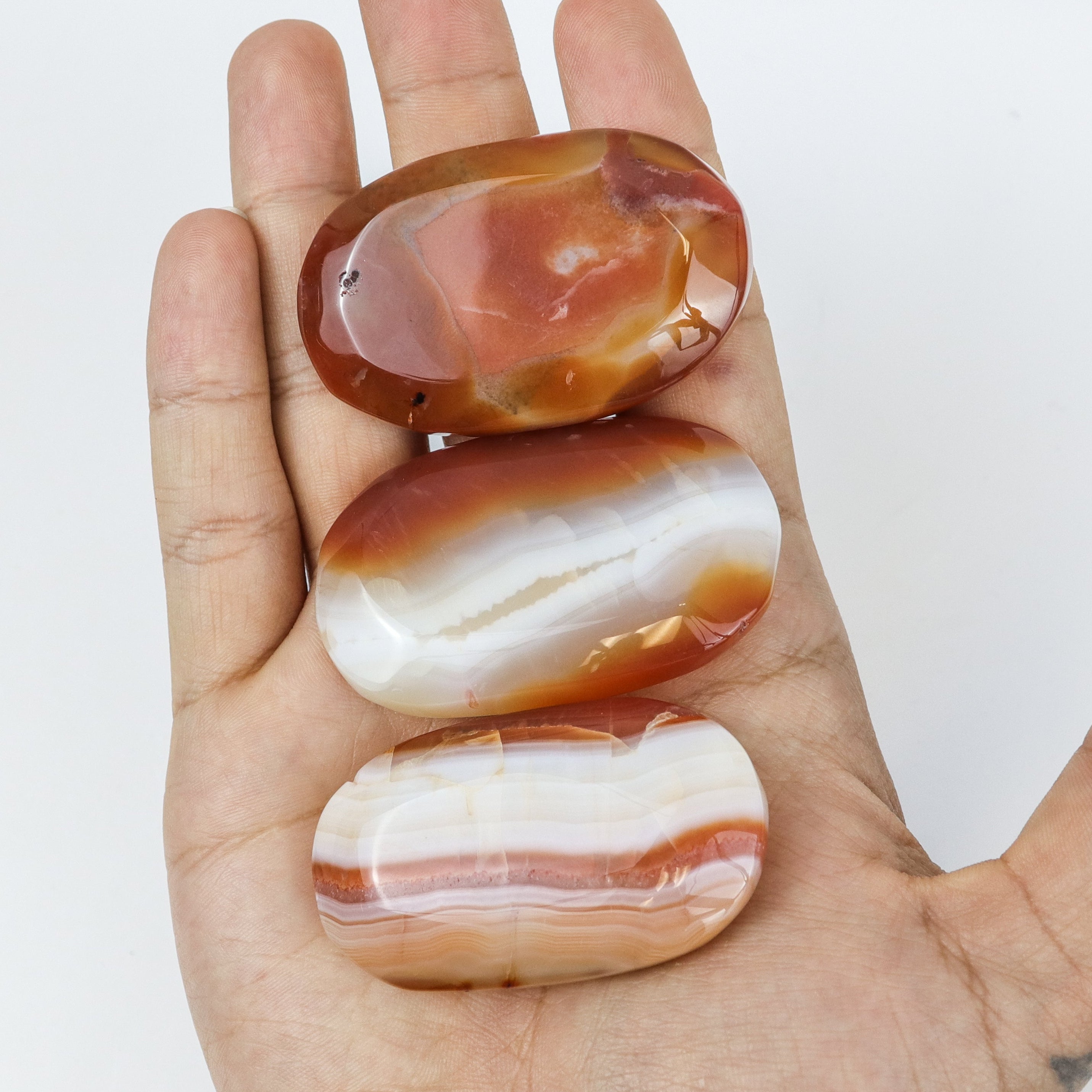 2.25 Inch Carnelian Palm Stone $7