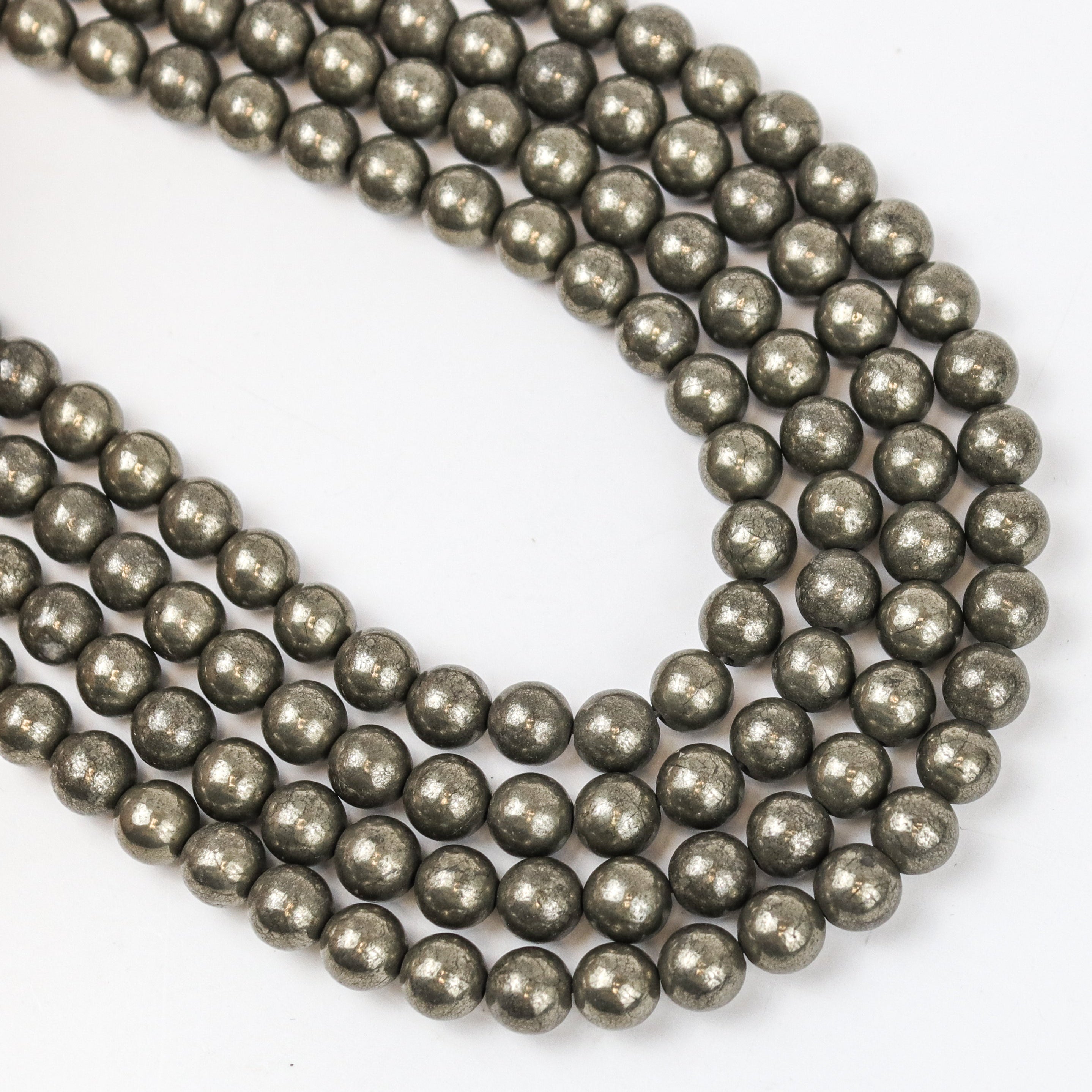 6mm Pyrite Bead Strand $8.75