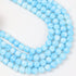 8mm Icey Blue Watercolour Painted Glass Bead Strand 30" Loop $4.00