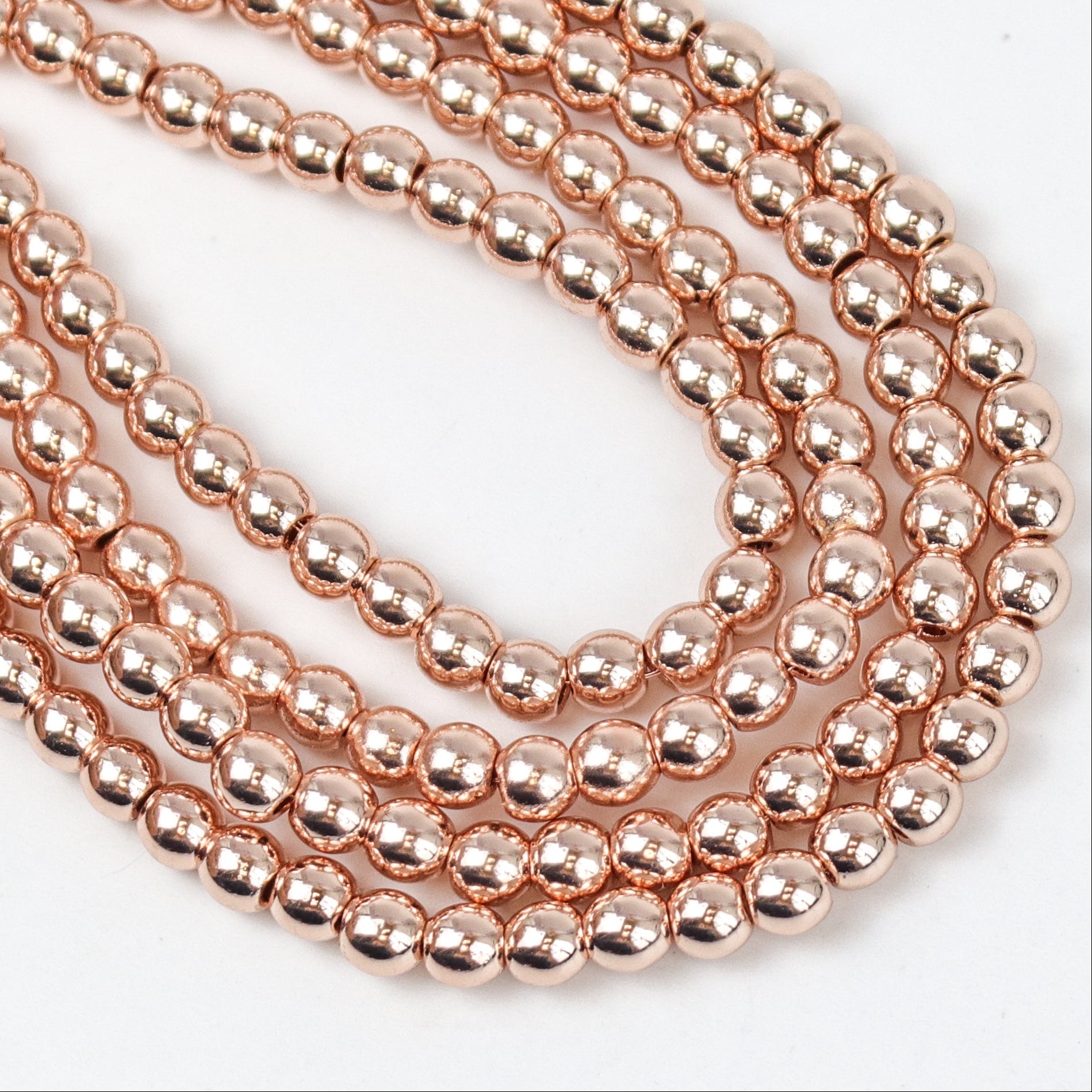 4mm Rose Gold Hematite Bead Strand $3.50