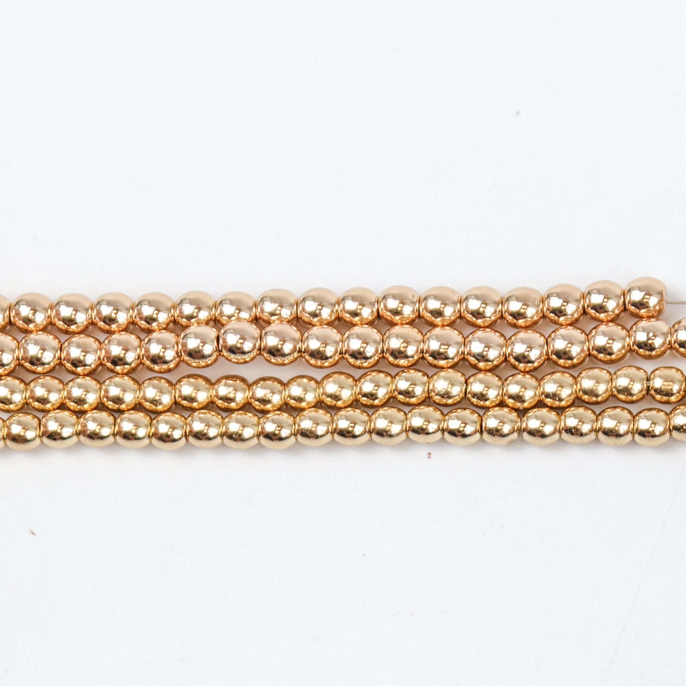 3mm Bright Gold Hematite Bead Strand $3