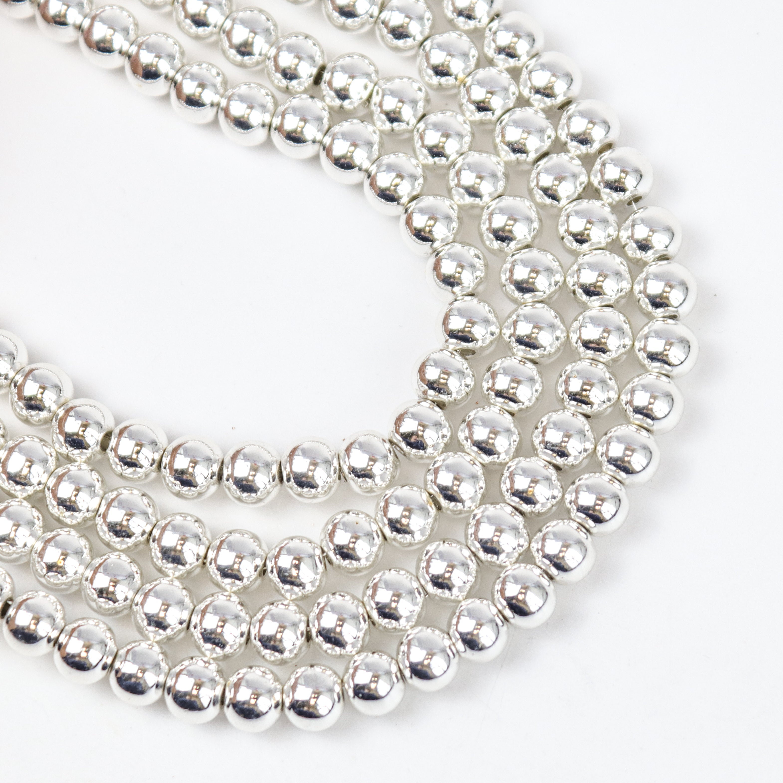 6mm Bright Silver Hematite Bead Strand $4