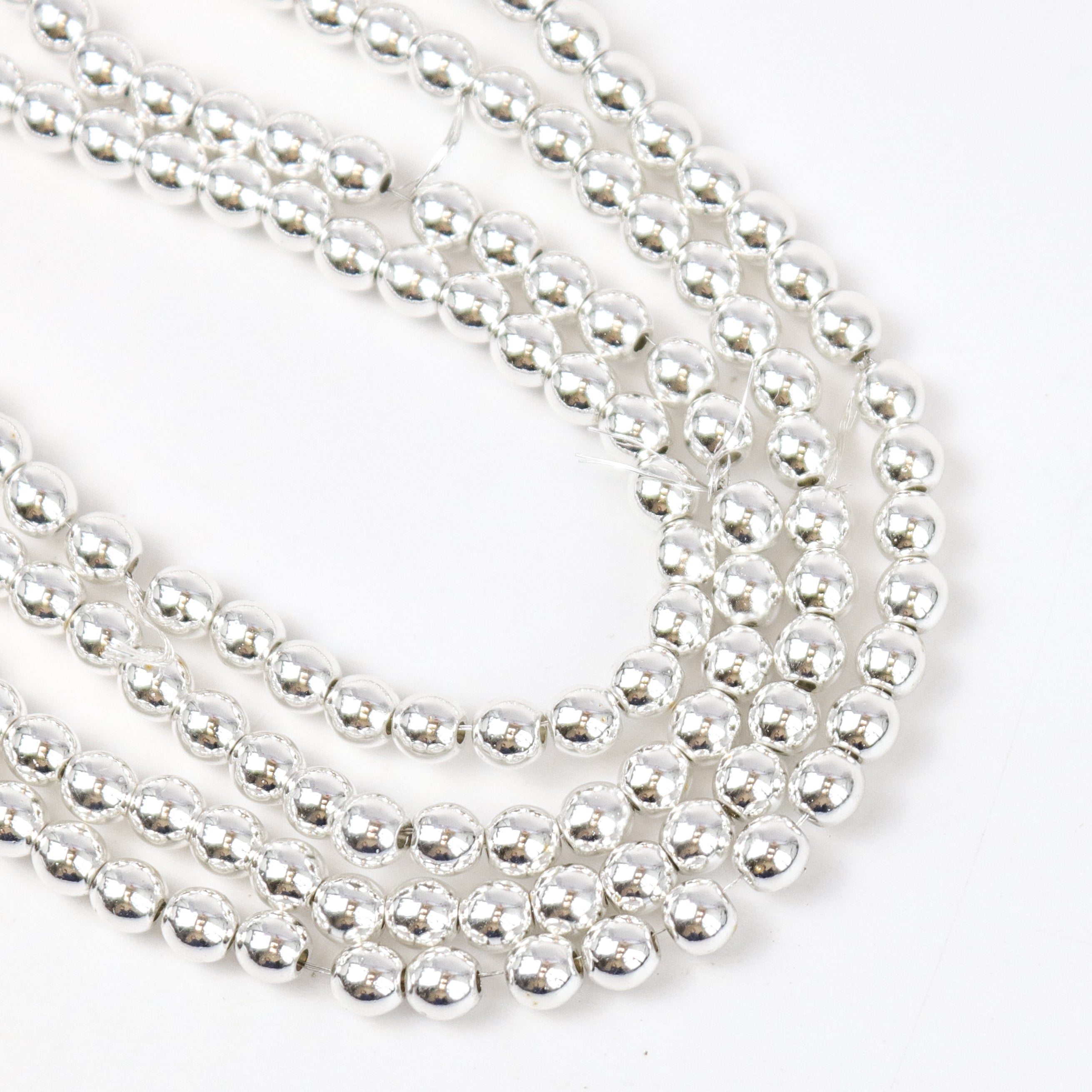 4mm Bright Silver Hematite Bead Strand  $3.50
