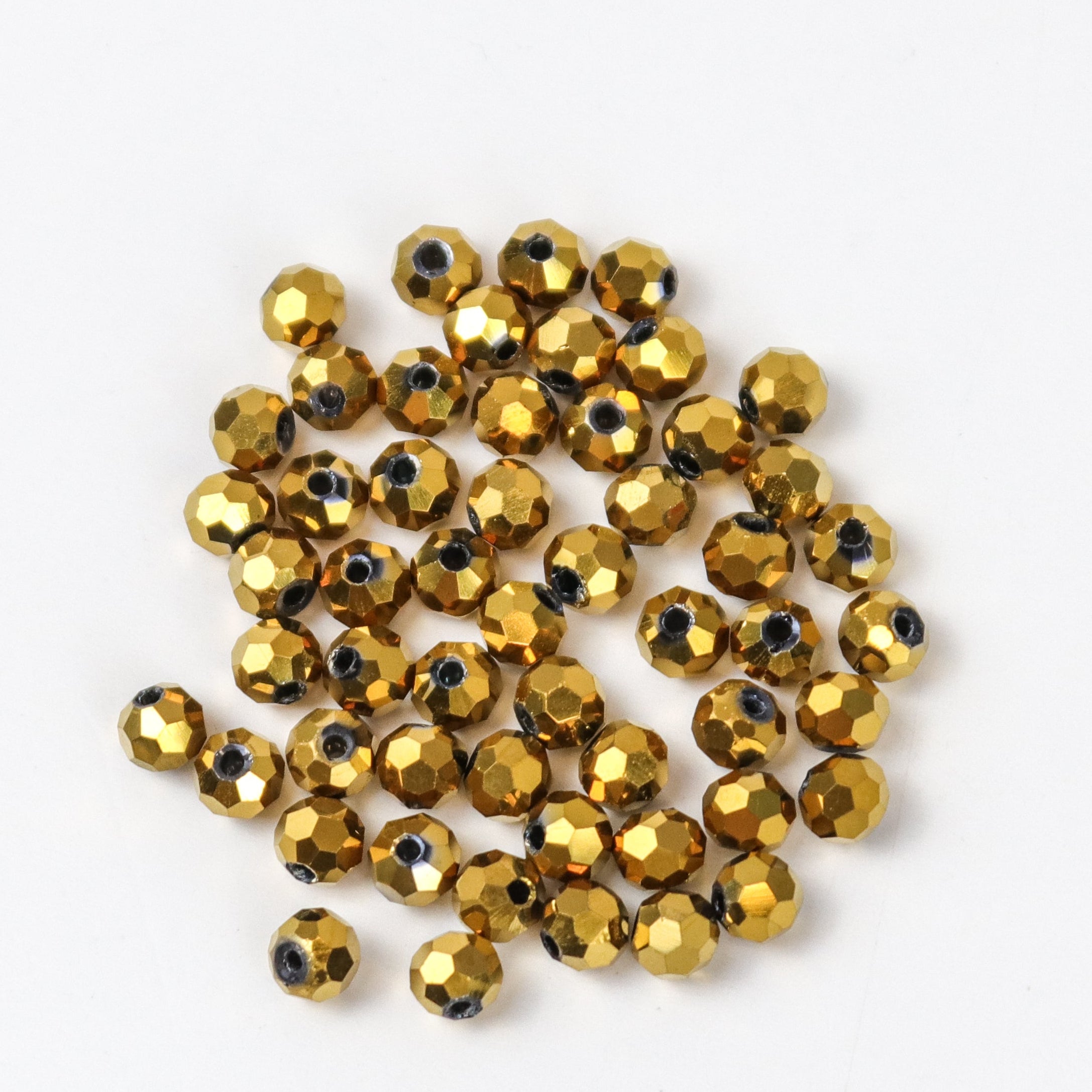 4mm Topaz Yellow Faceted Crystal Round Bead 8-Inch Strand $2.00