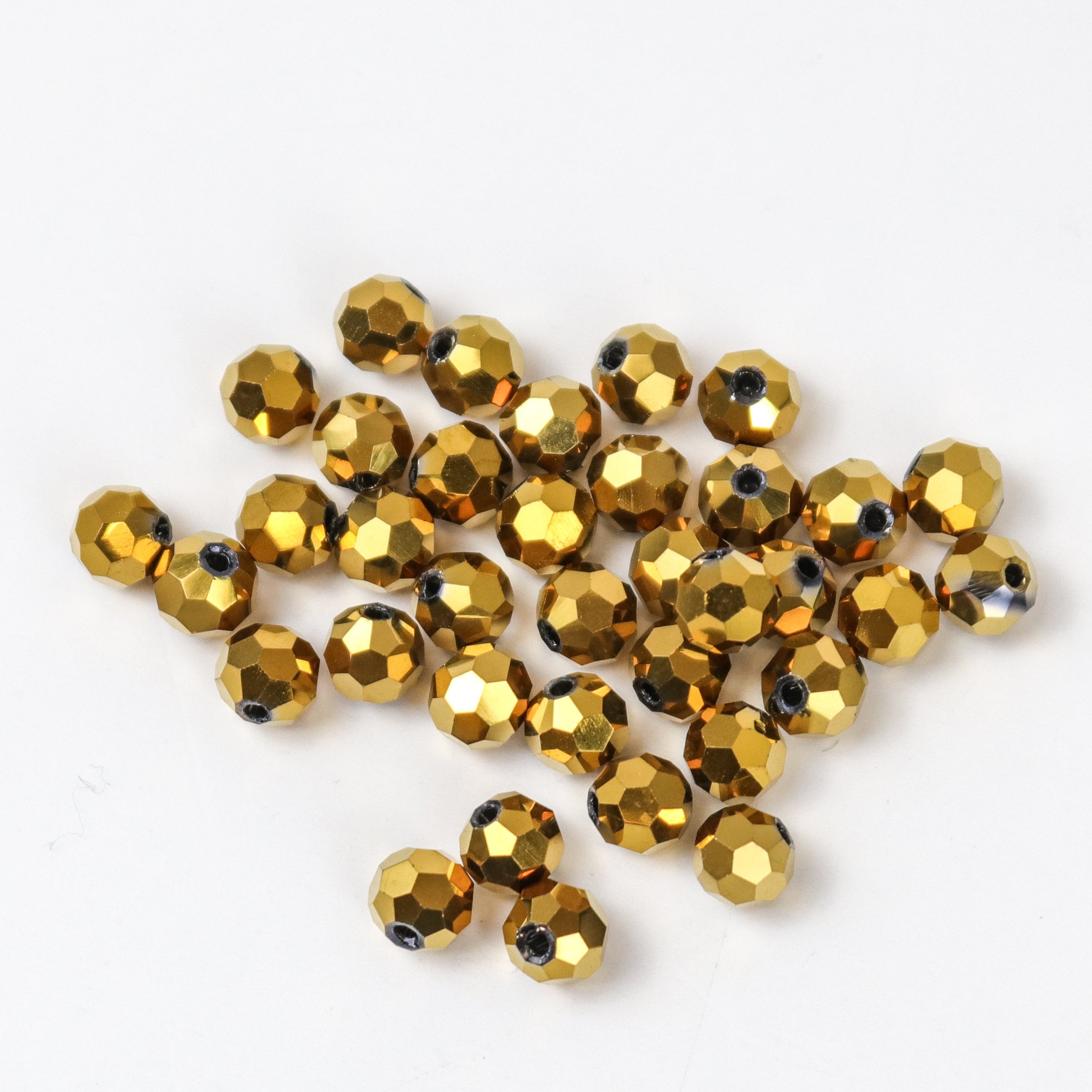 6mm Yellow Topaz Faceted Round Crystal 8-Inch Bead Strand $3.00