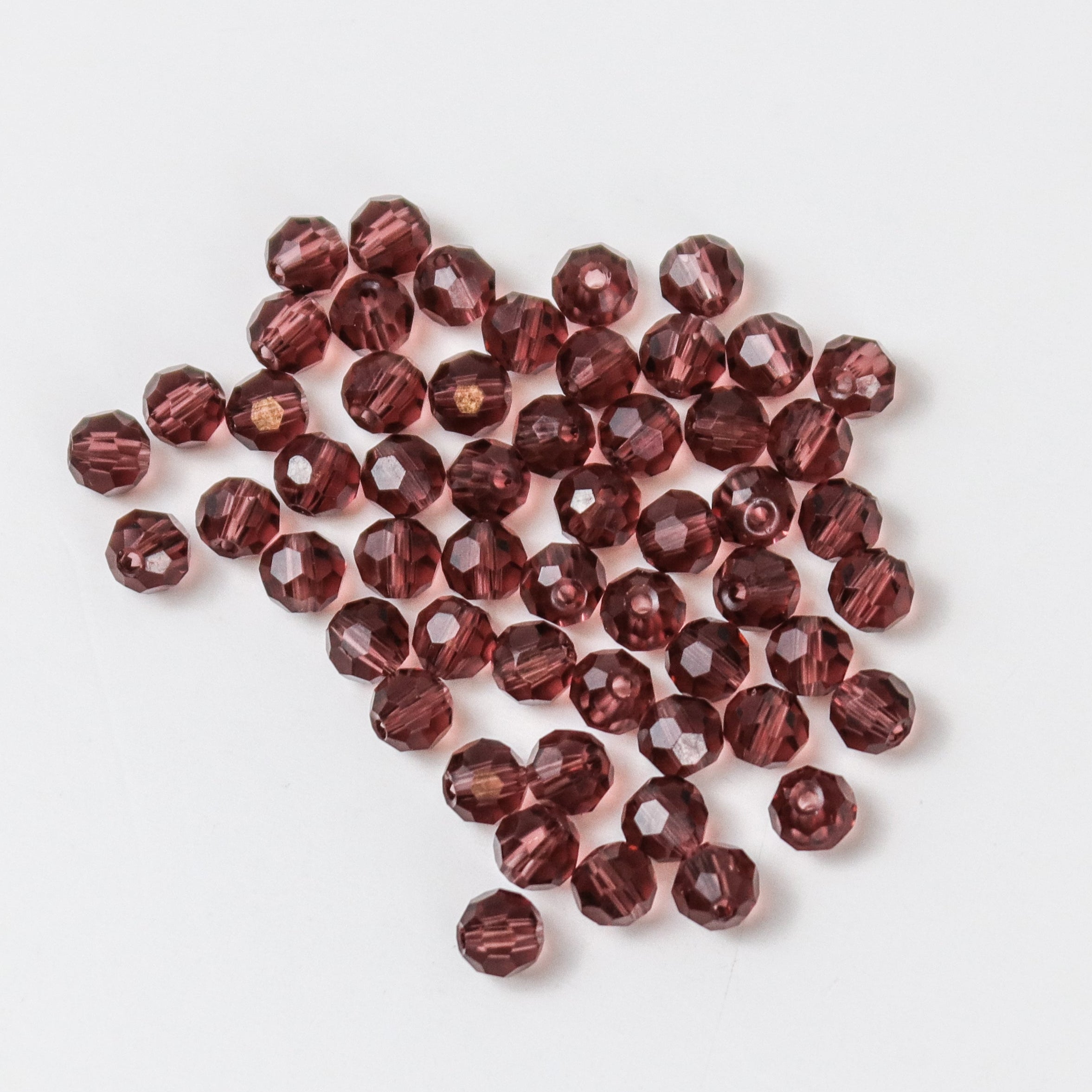 4mm Wine Red Faceted Crystal Round Bead 8-Inch Strand $2.00