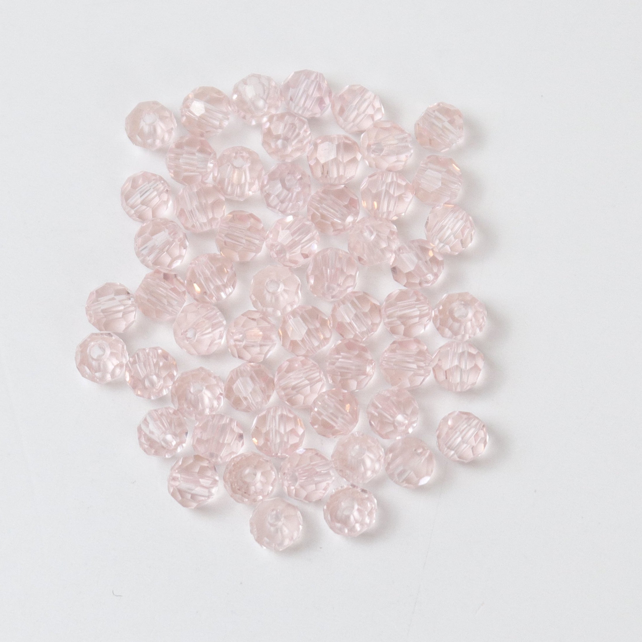 4mm Cherry Pink Faceted Crystal Round Bead 8-Inch Strand $2.00