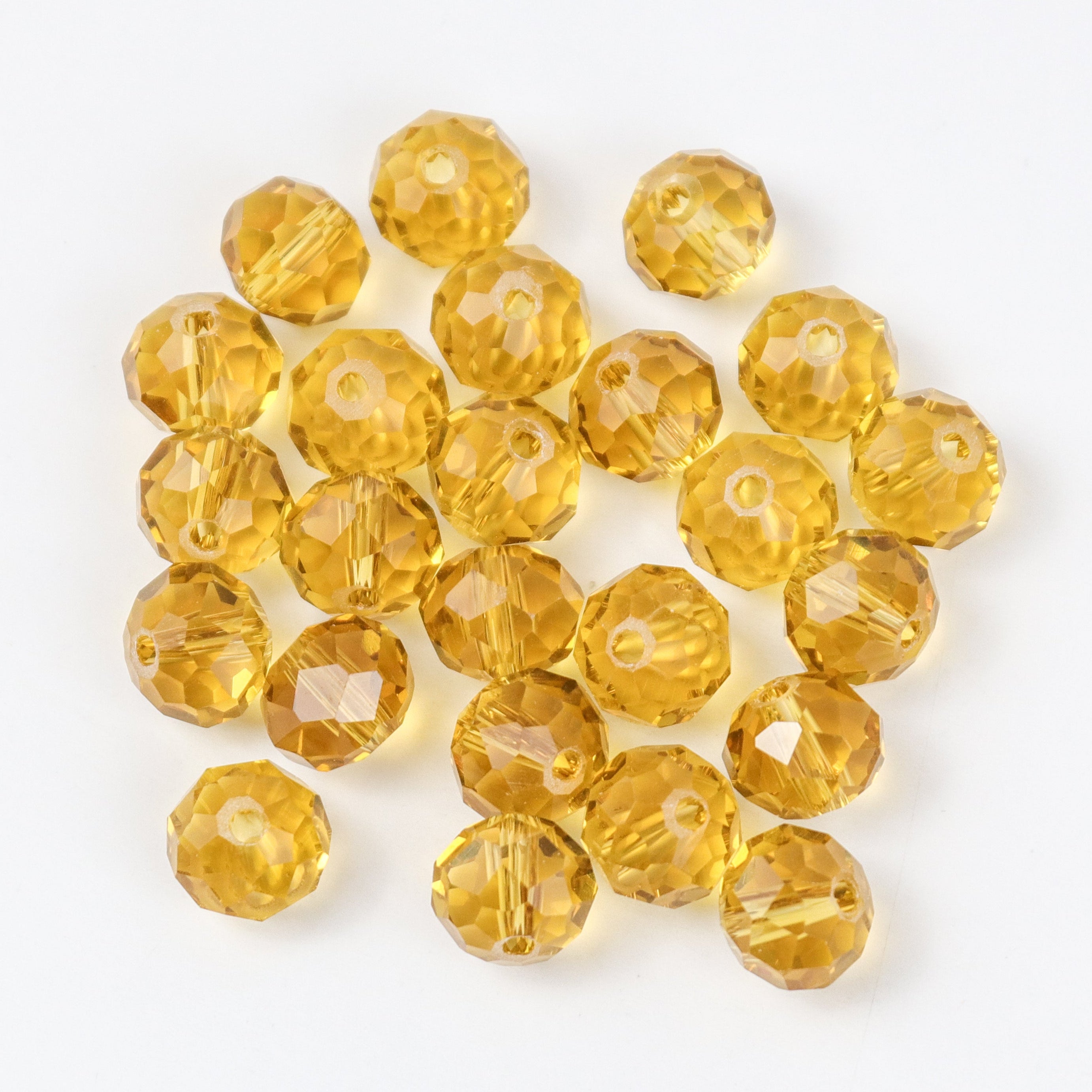 10mm Golden Yellow Faceted Round Crystal Bead Half Strand $4.00