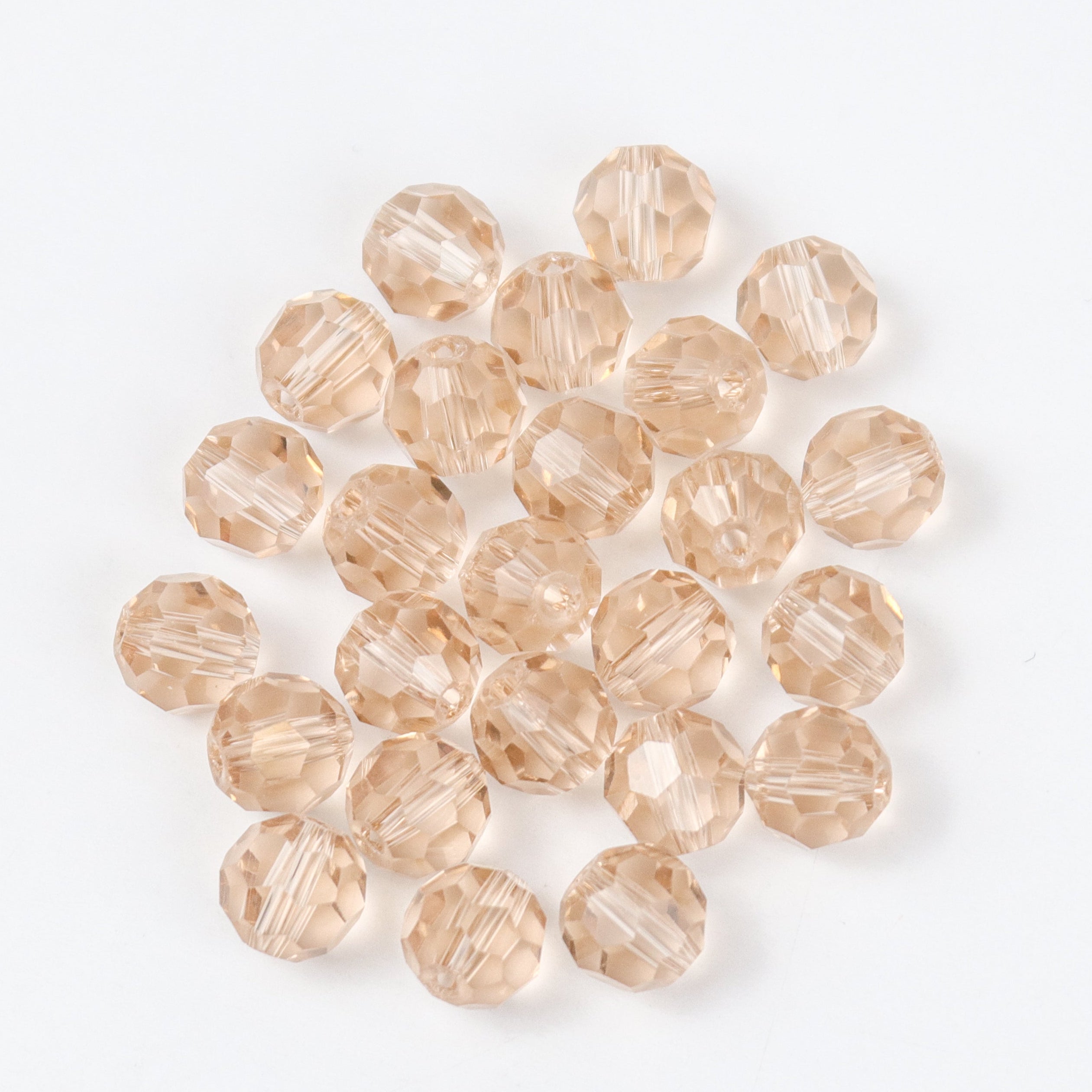 8mm Desert Tan Faceted Round Crystal 8-Inch Bead Strand $3.50