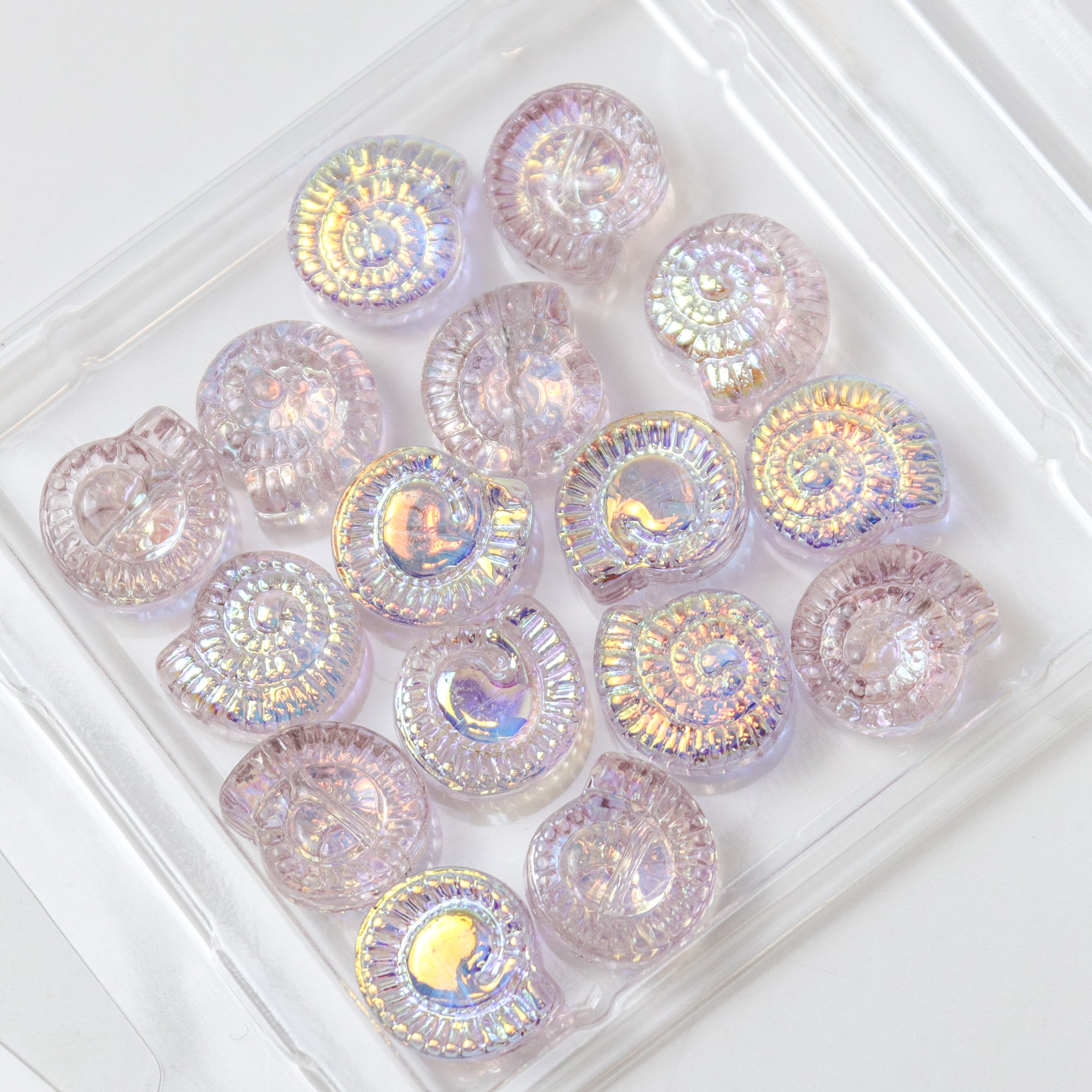12mm Pink Glass Ammonite Shell 16-Bead Pack $2.75