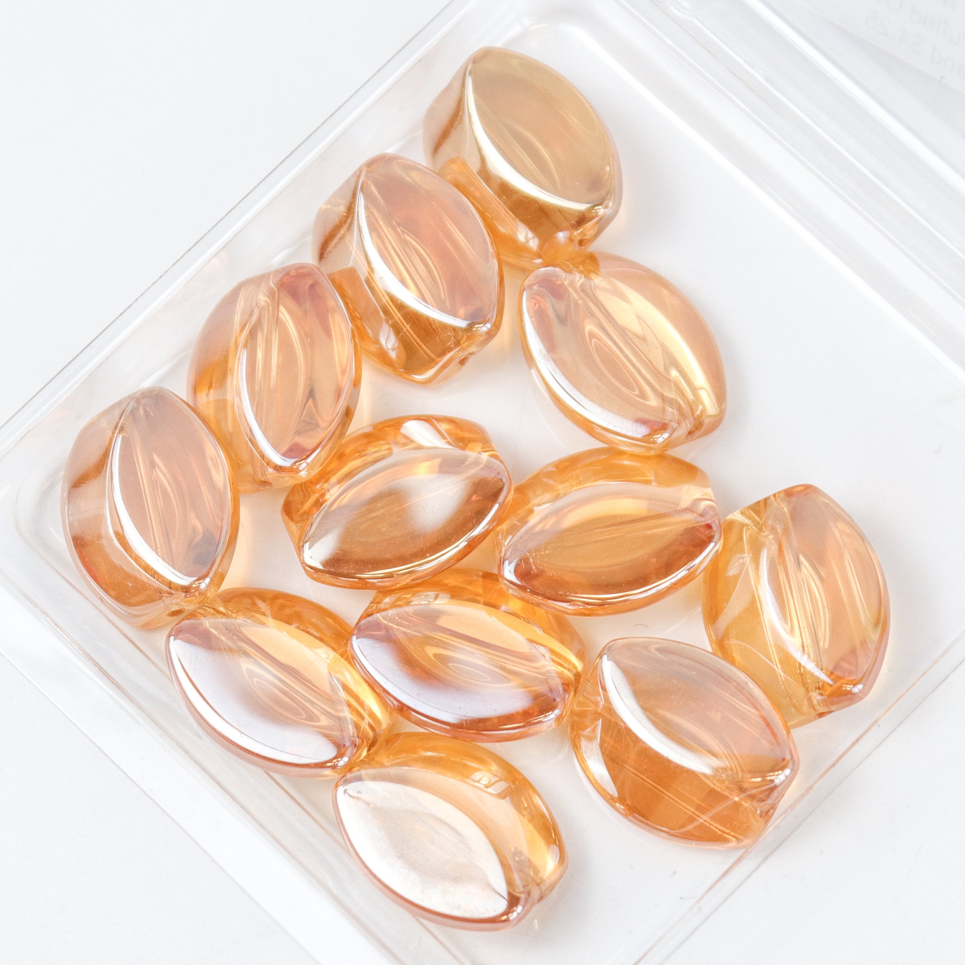 17x14mm Orange Glass Puffed Oval 8-Inch Bead Strand $4.25
