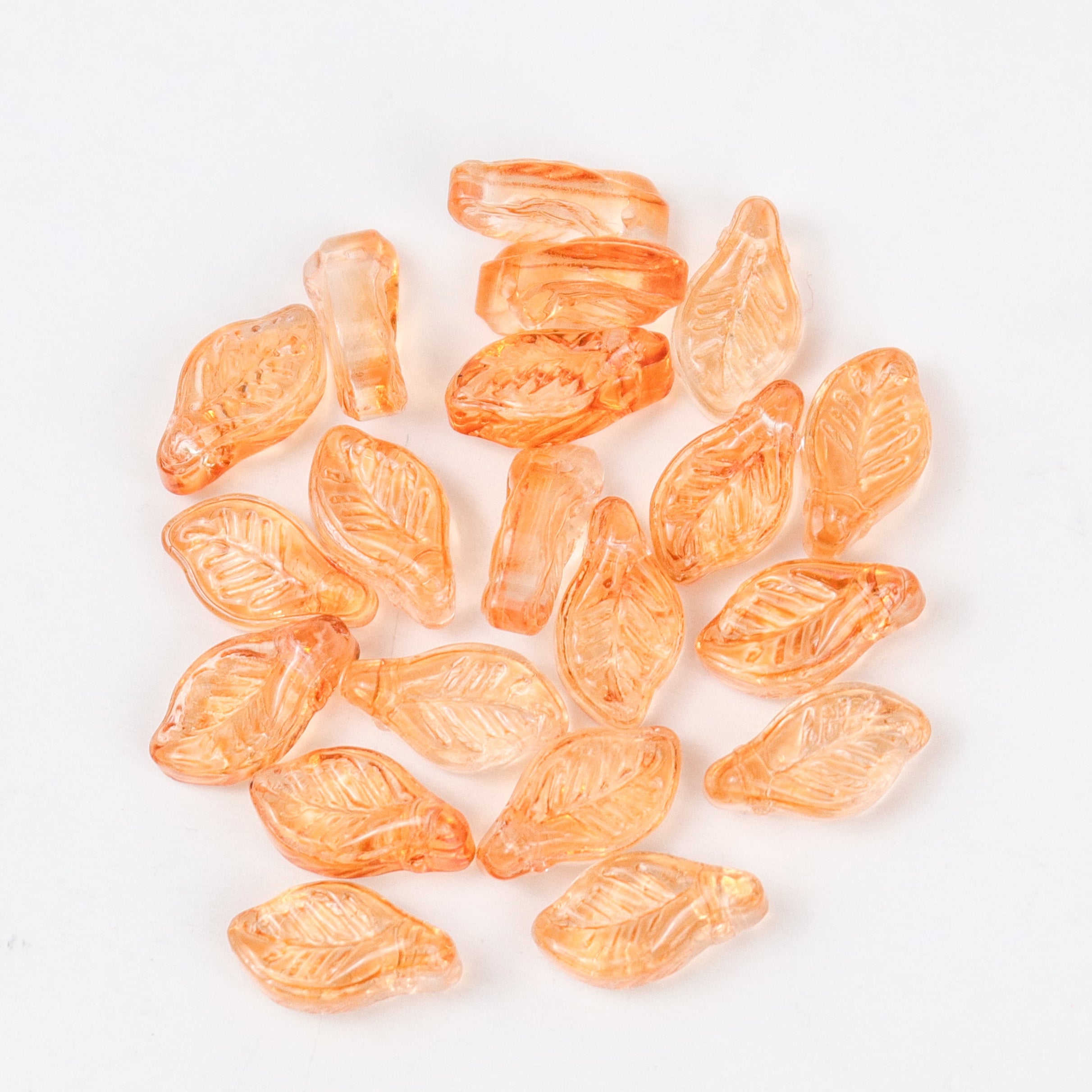 12x7mm Orange Glass Leaf 20-Bead Pack $3.00