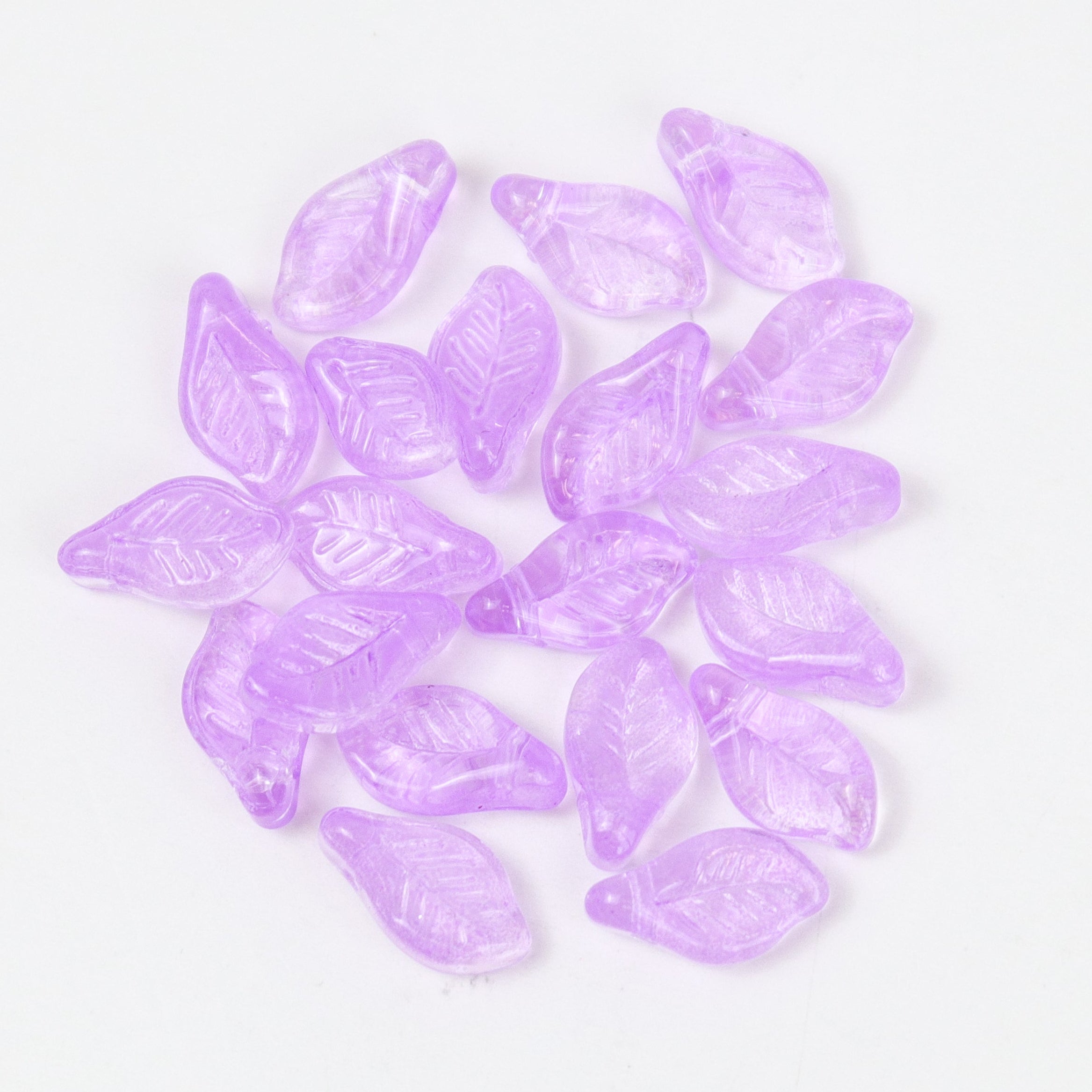 12x7mm Purple Glass Leaf 20-Bead Pack $3.00