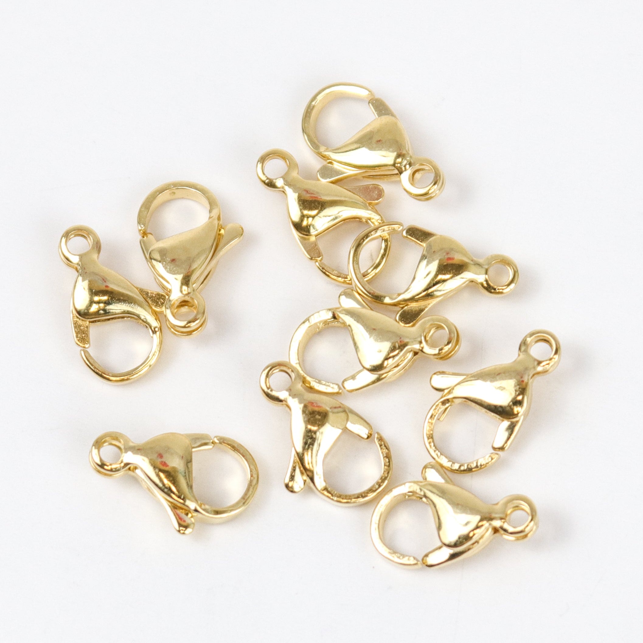 13mm Gold Stainless Steel Lobster Clasp Pack (10 Clasps) $6