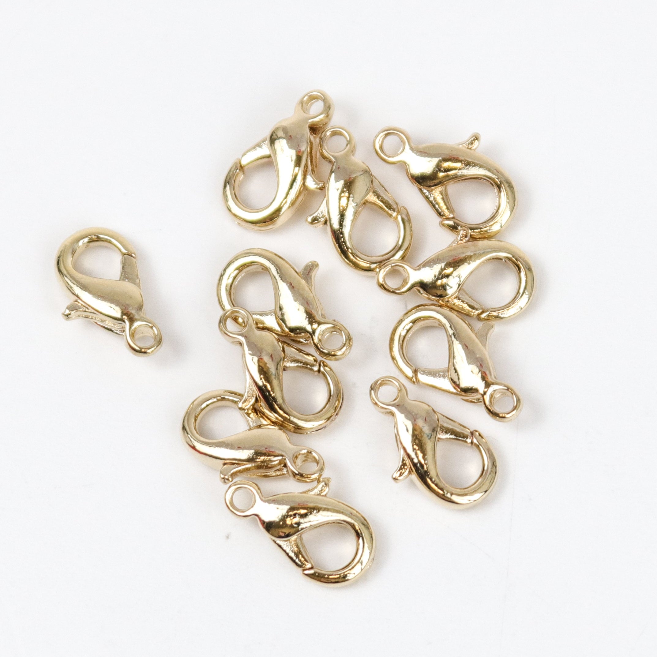 12mm Gold Lobster Clasp Pack (10 Clasps) $6