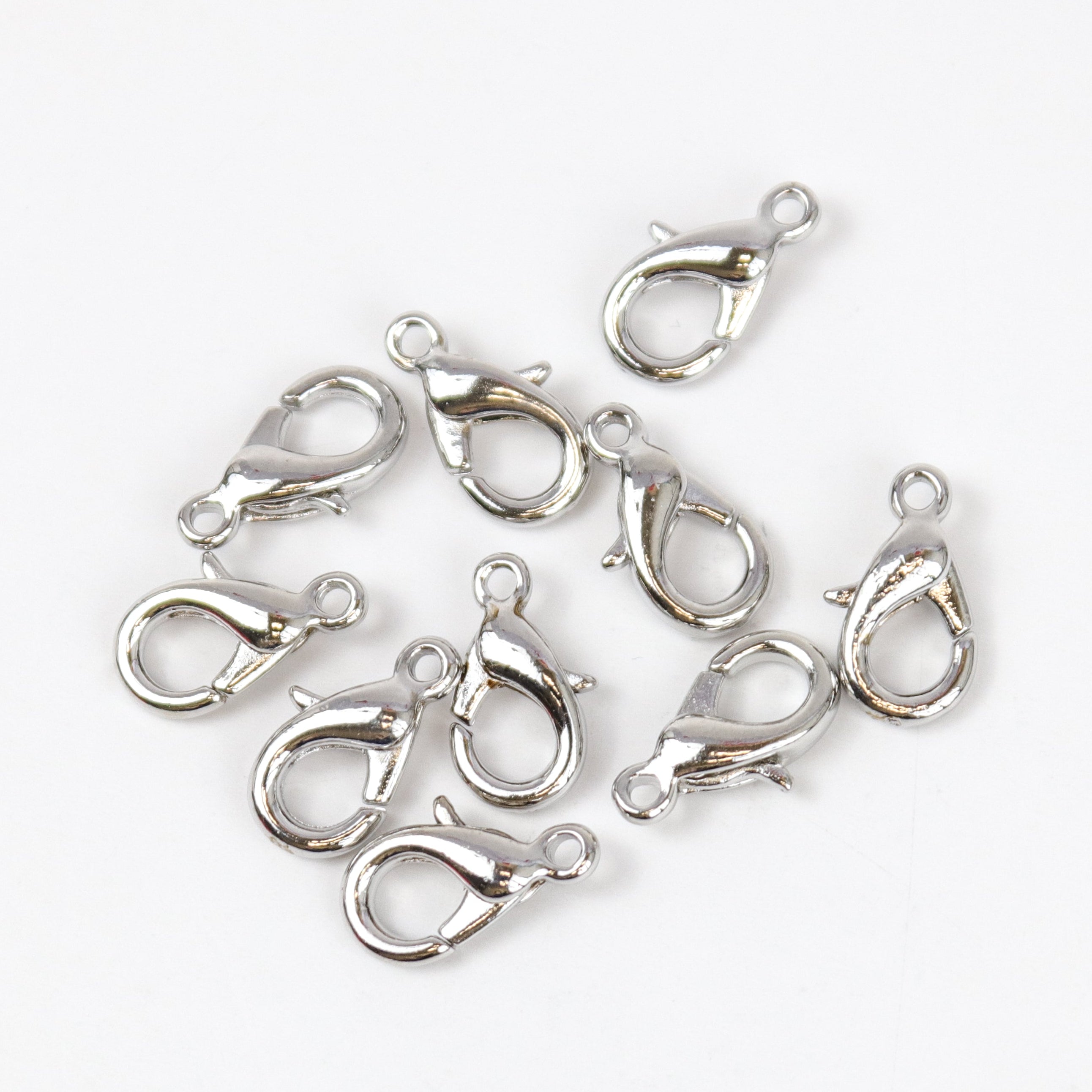 15mm Silver Alloy Plate Lobster Clasp Pack (10 Clasps) $6