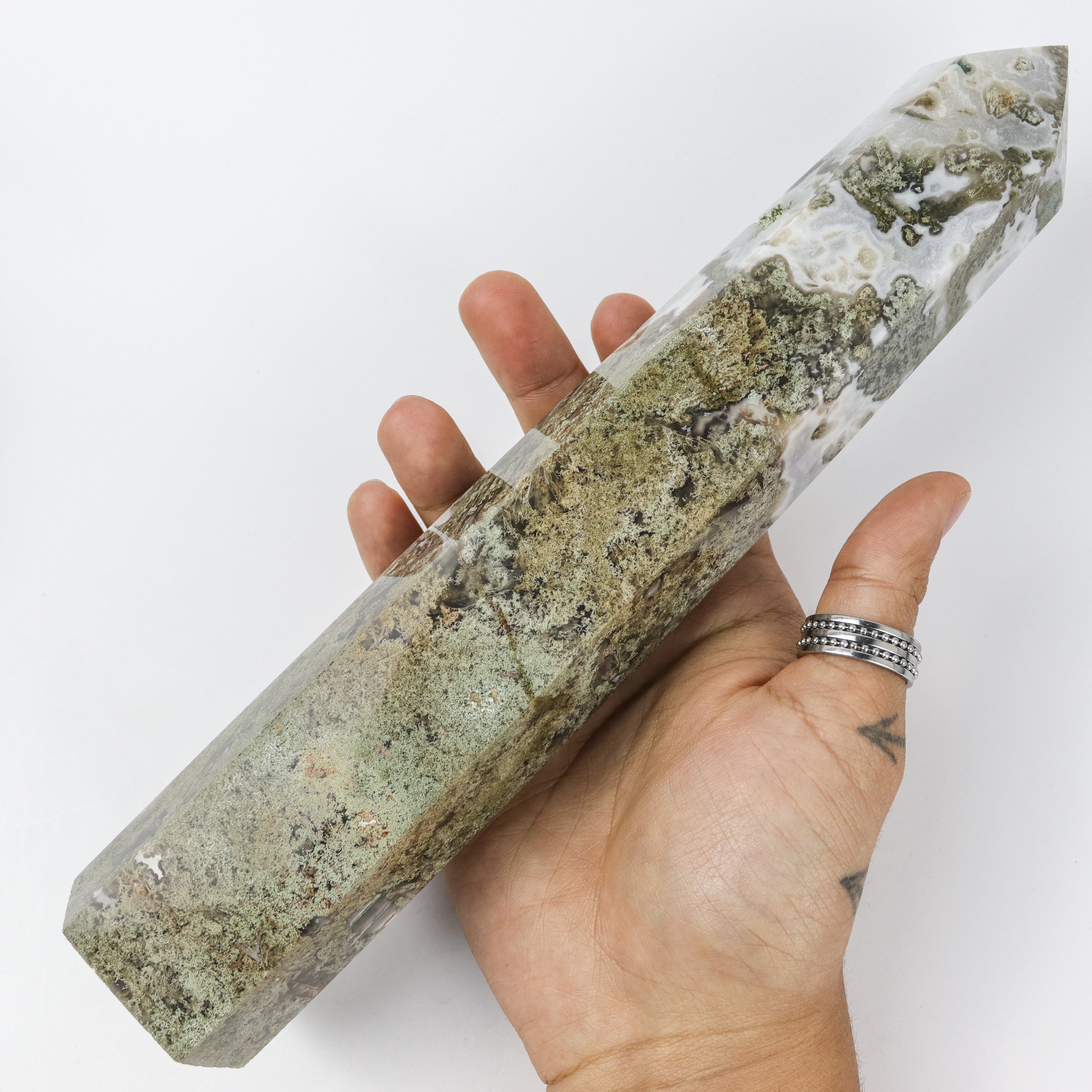 11 Inch Moss Agate Tower B88