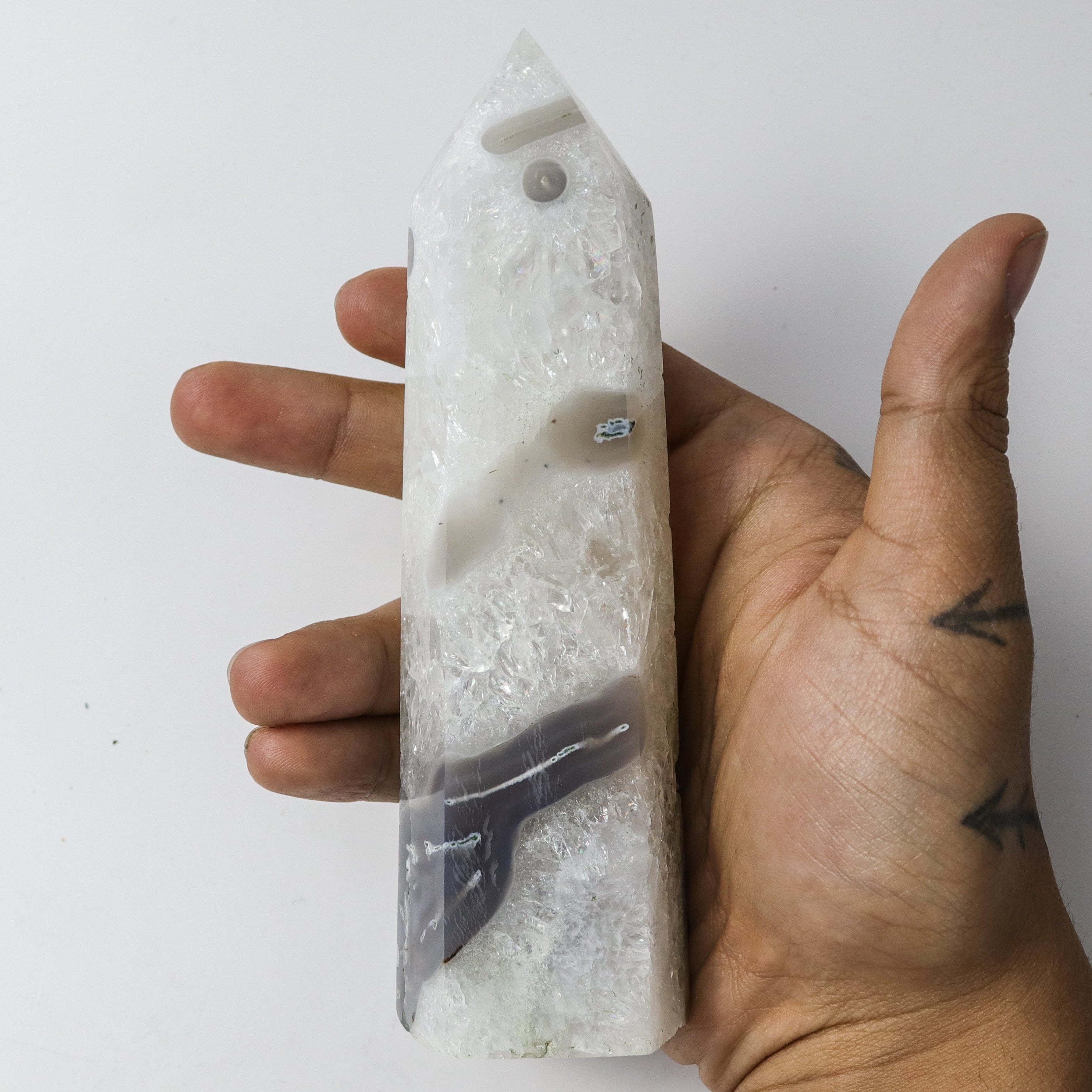 6.25 Inch Moss Agate Tower $38